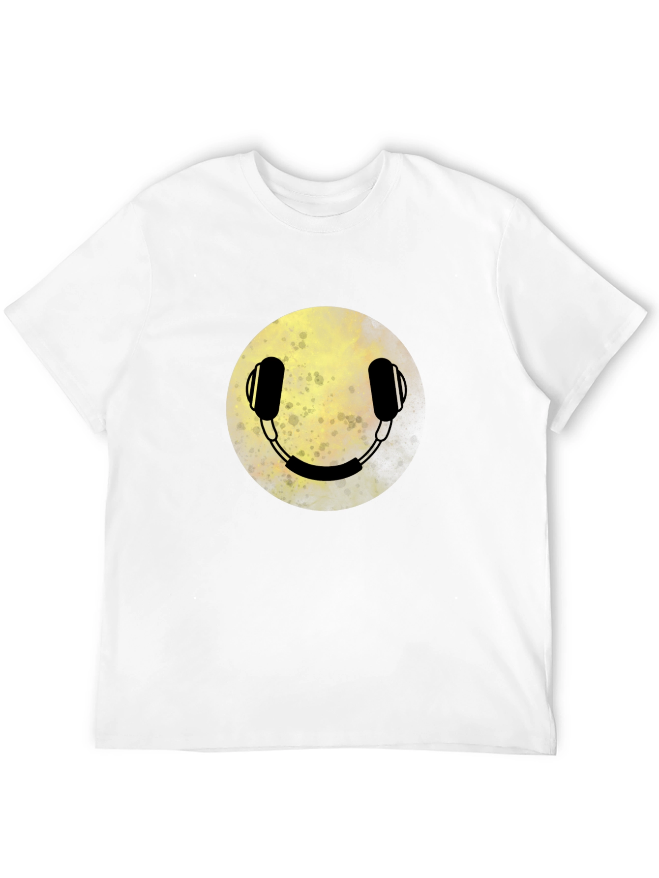 Headphone Smiley Face Graphic Tee - Black