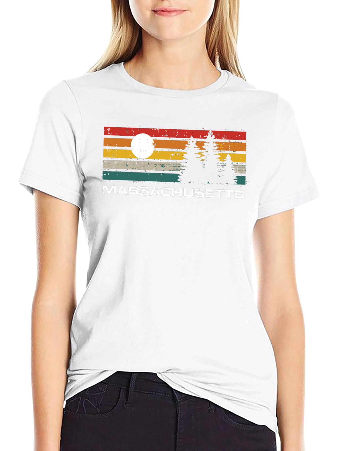 Massachusetts Retro Sunset T-Shirt