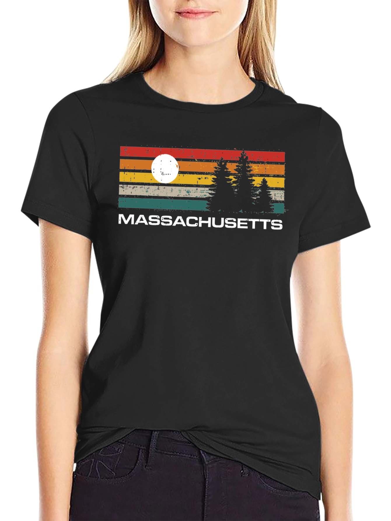 Massachusetts Retro Sunset T-Shirt