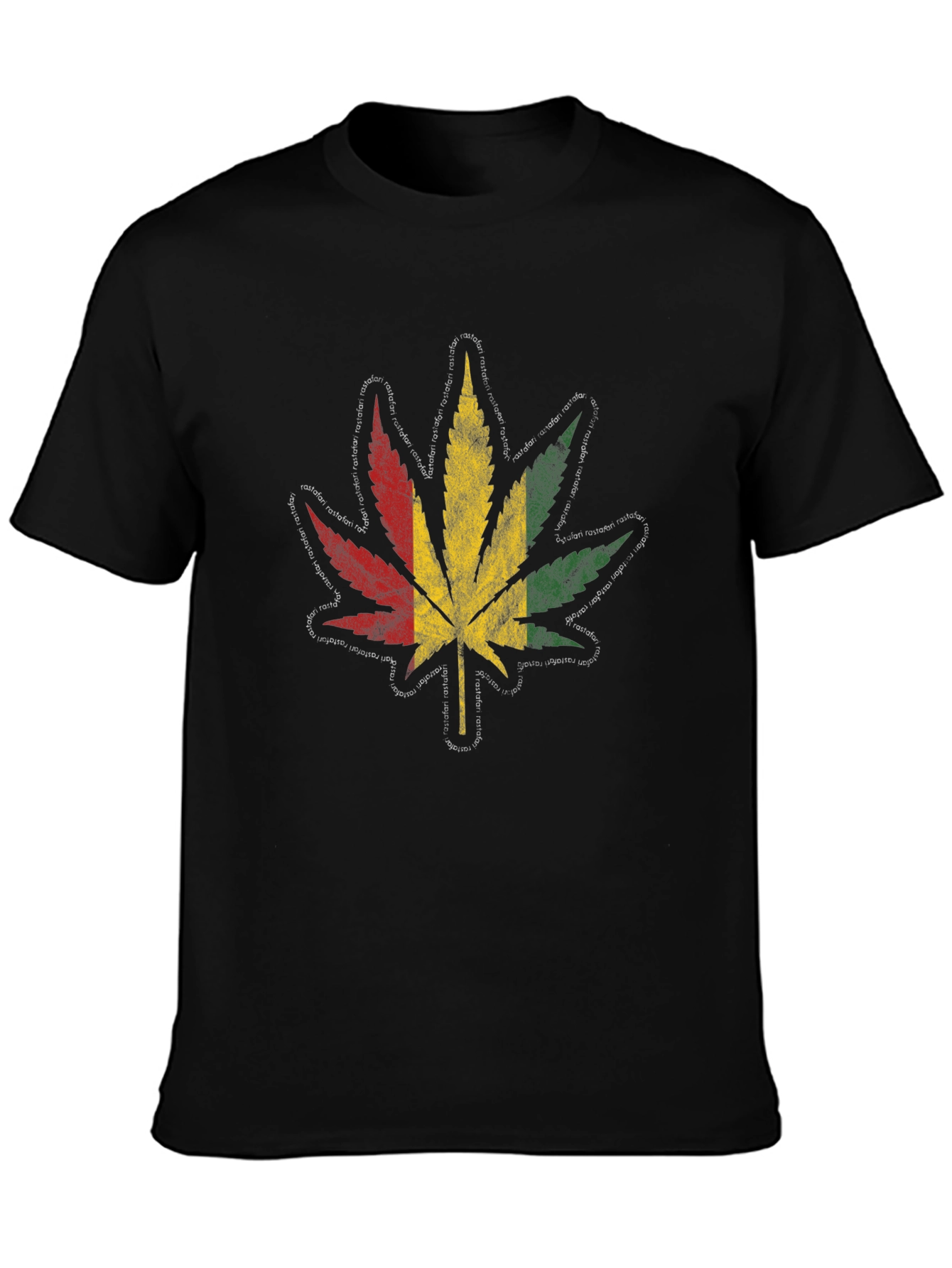 Rasta Leaf Graphic Tee - Black Cotton T-Shirt