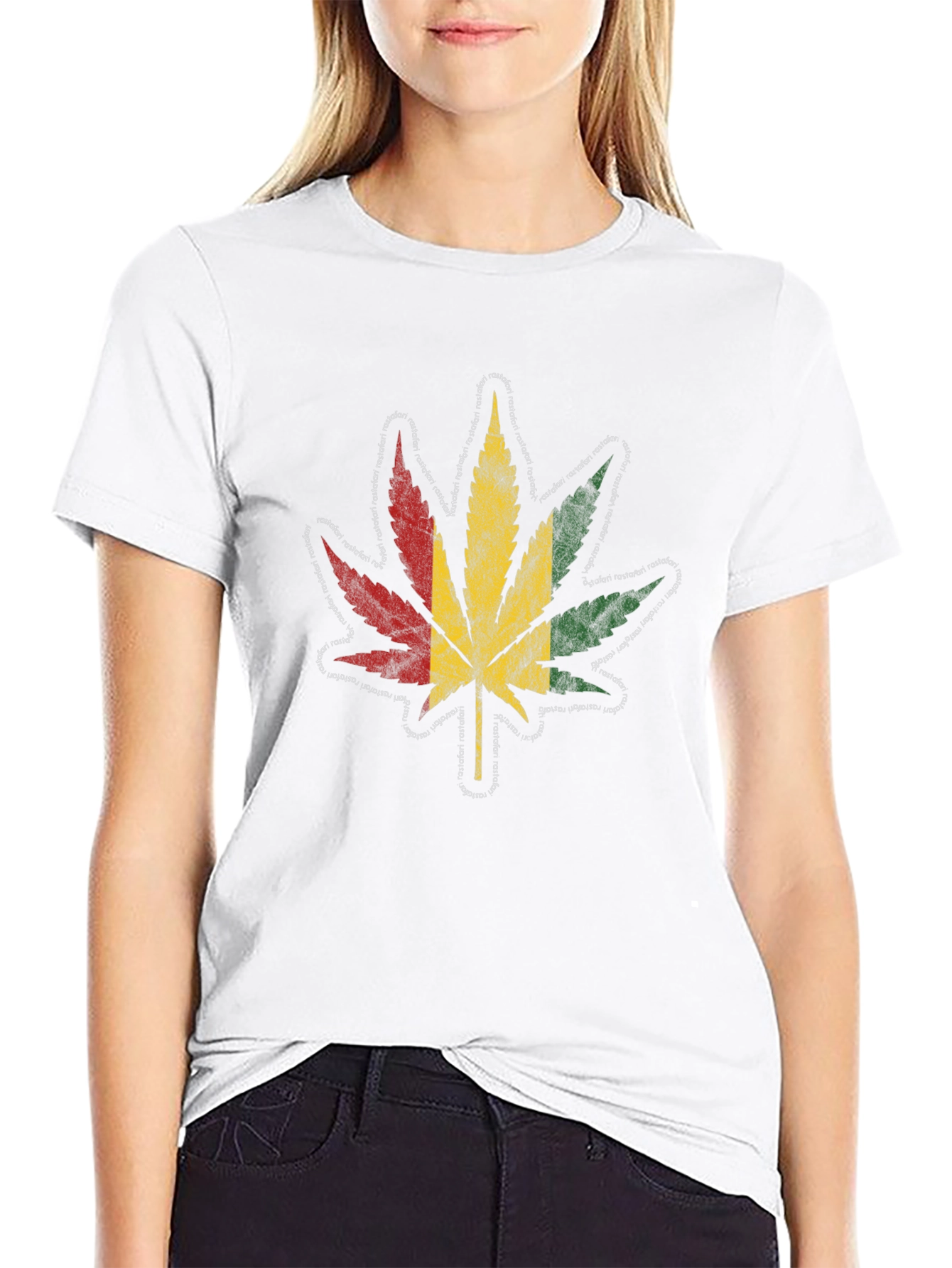 Rasta Leaf Graphic Tee - Black Cotton T-Shirt