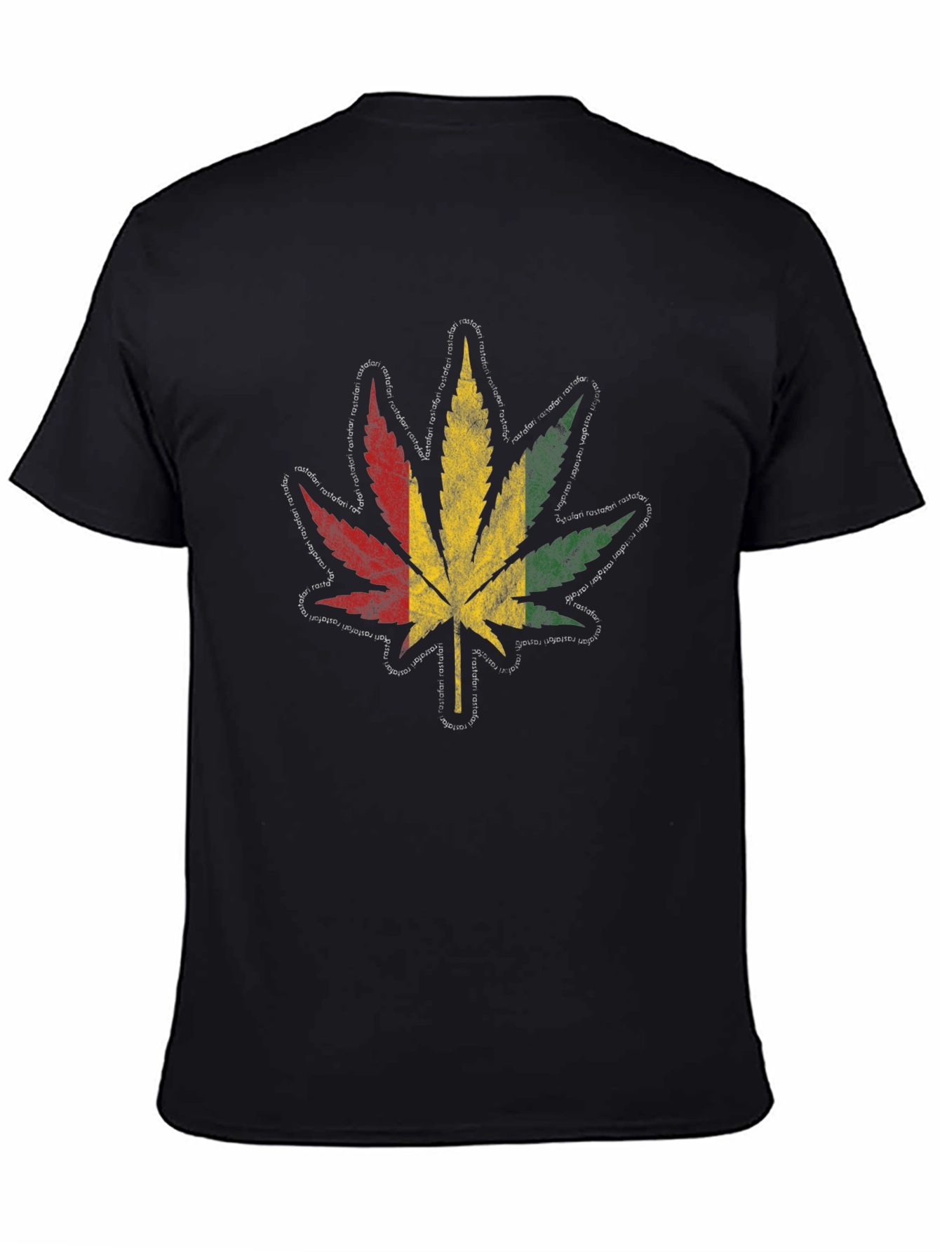 Rasta Leaf Graphic Tee - Black Cotton T-Shirt