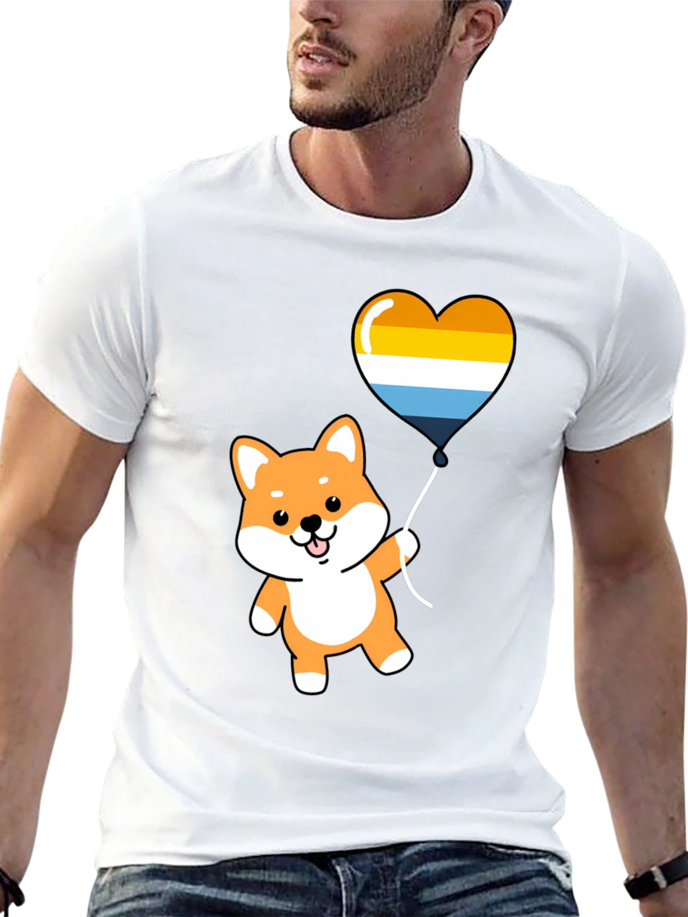 Cute Shiba Inu Heart Balloon Graphic Tee