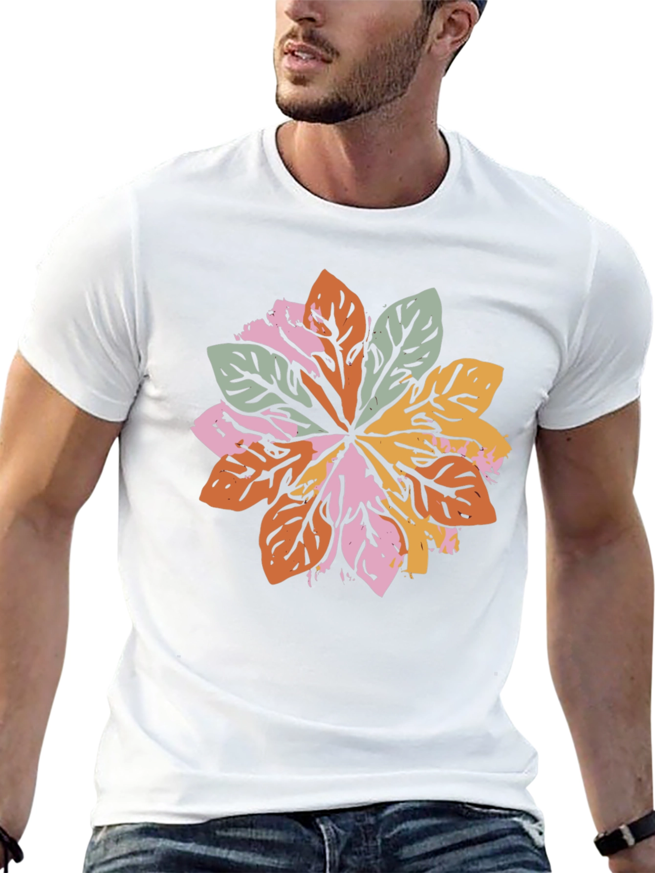 Leaf Mandala Graphic Black T-Shirt