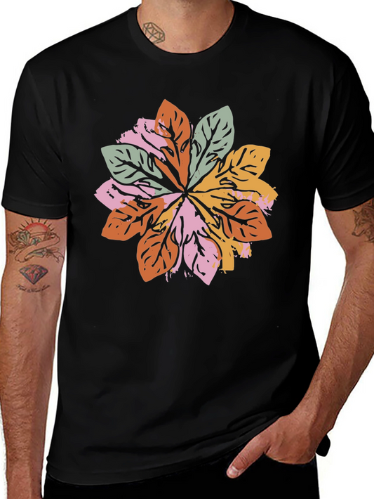 Leaf Mandala Graphic Black T-Shirt