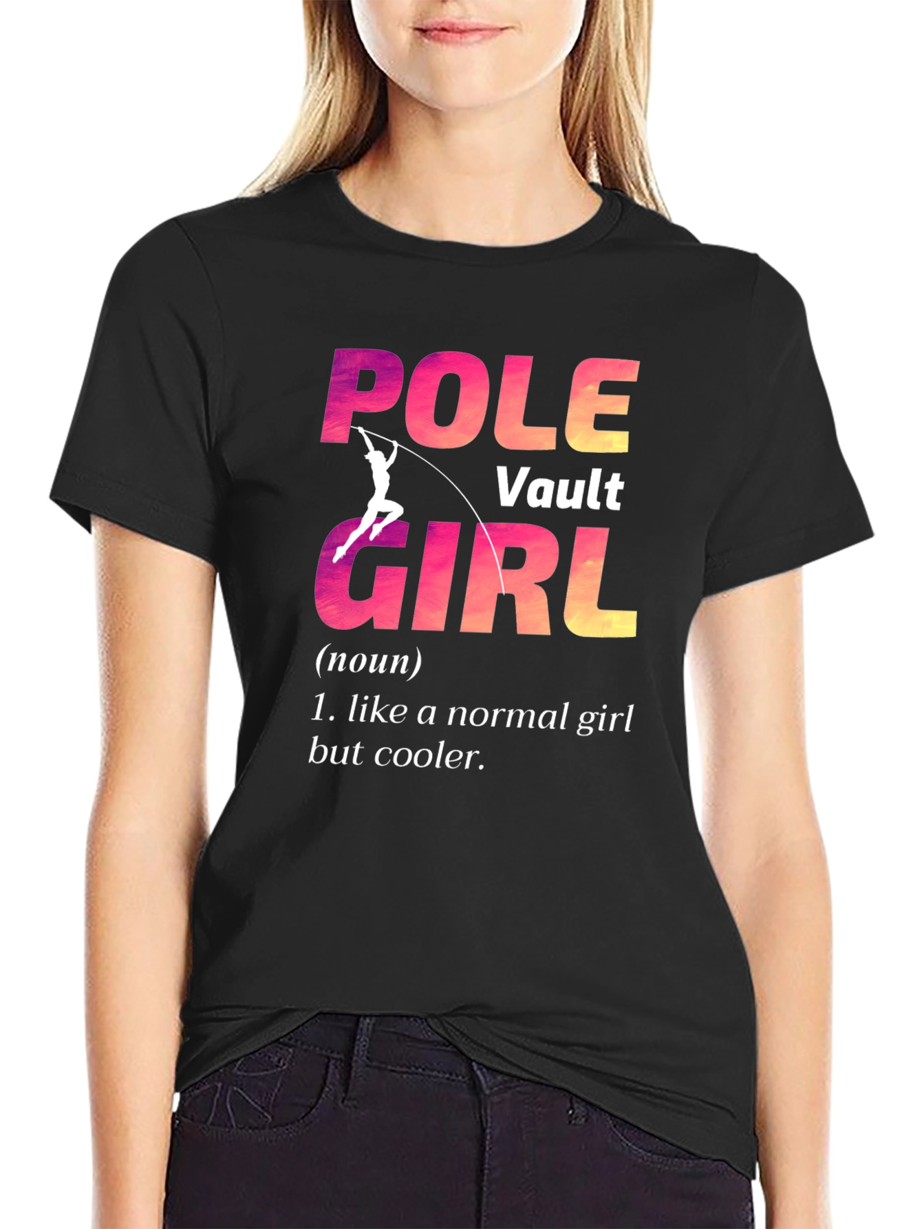 Pole Vault Girl Graphic Tee - Cool Athlete Shirt