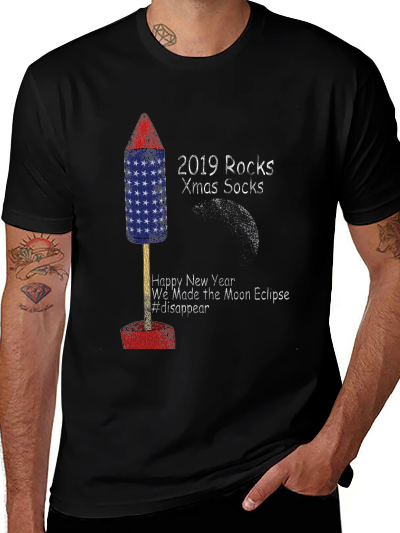 Festive Holiday T-Shirt with Novelty Firework Design