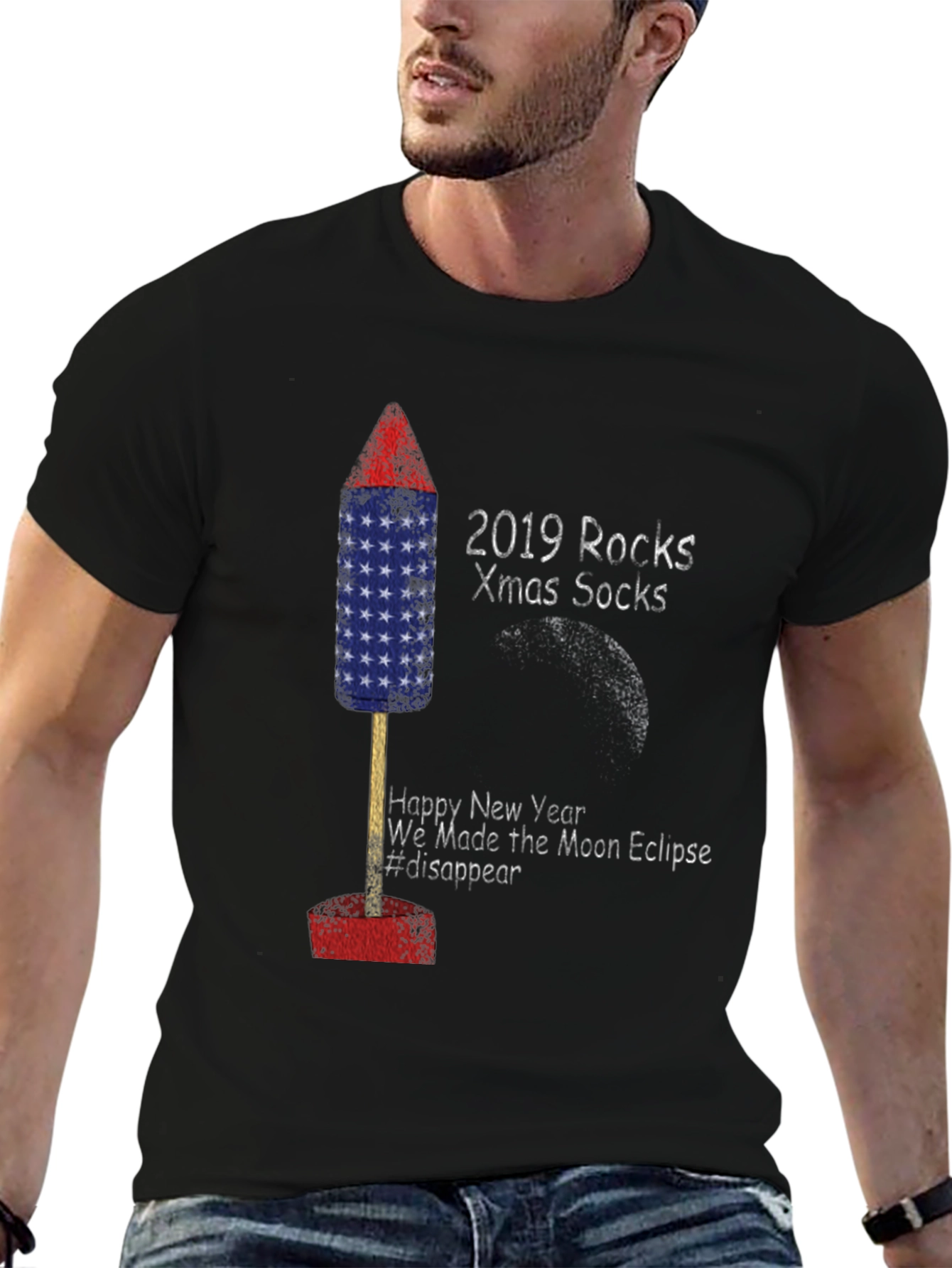 Festive Holiday T-Shirt with Novelty Firework Design