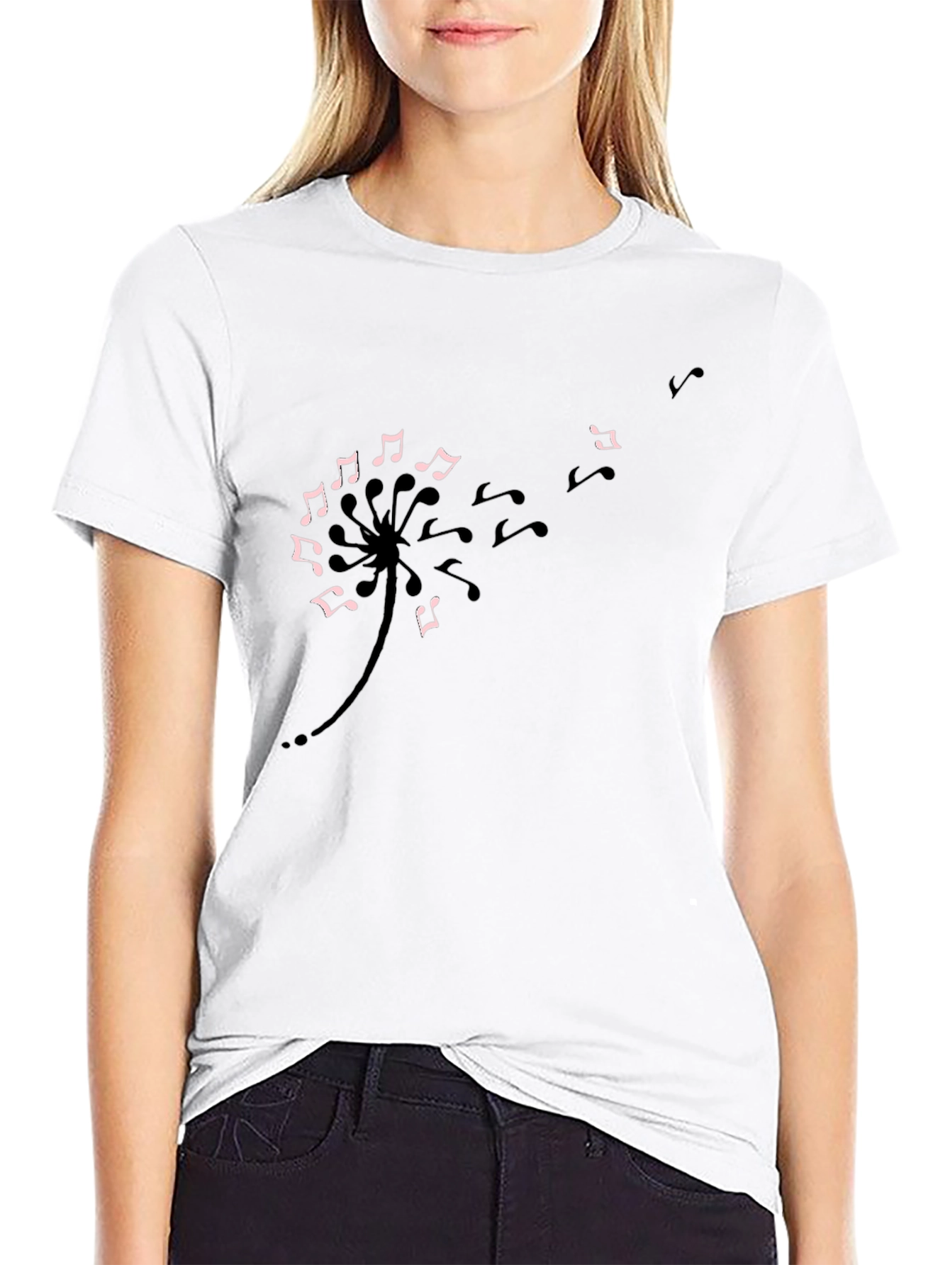 Musical Dandelion T-Shirt - Black Cotton Tee
