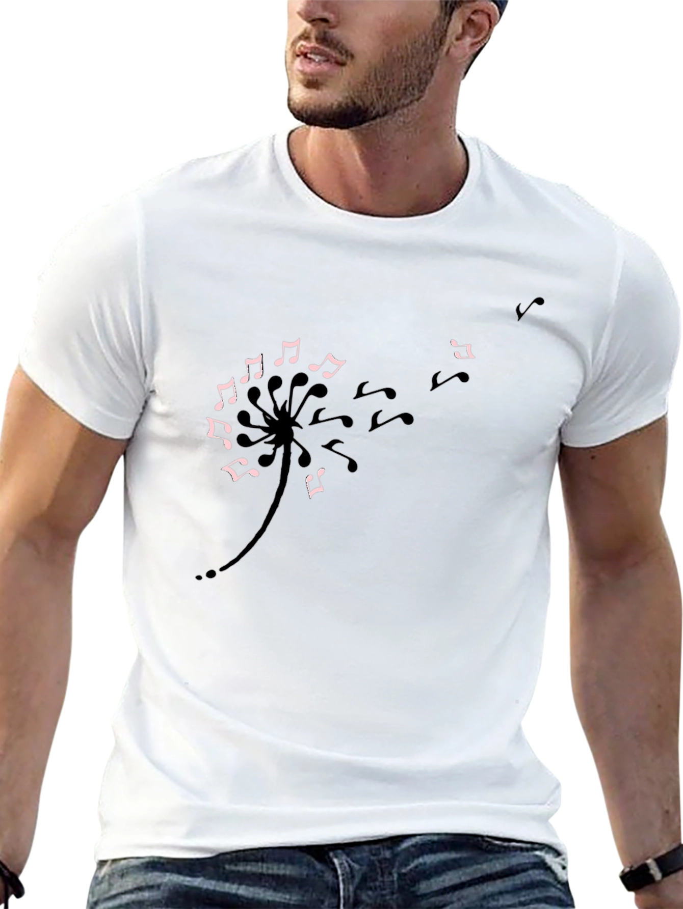 Musical Dandelion T-Shirt - Black Cotton Tee