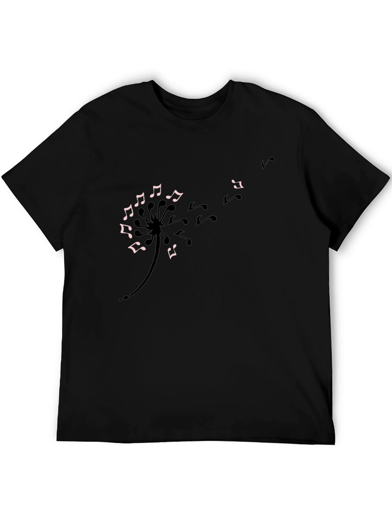 Musical Dandelion T-Shirt - Black Cotton Tee
