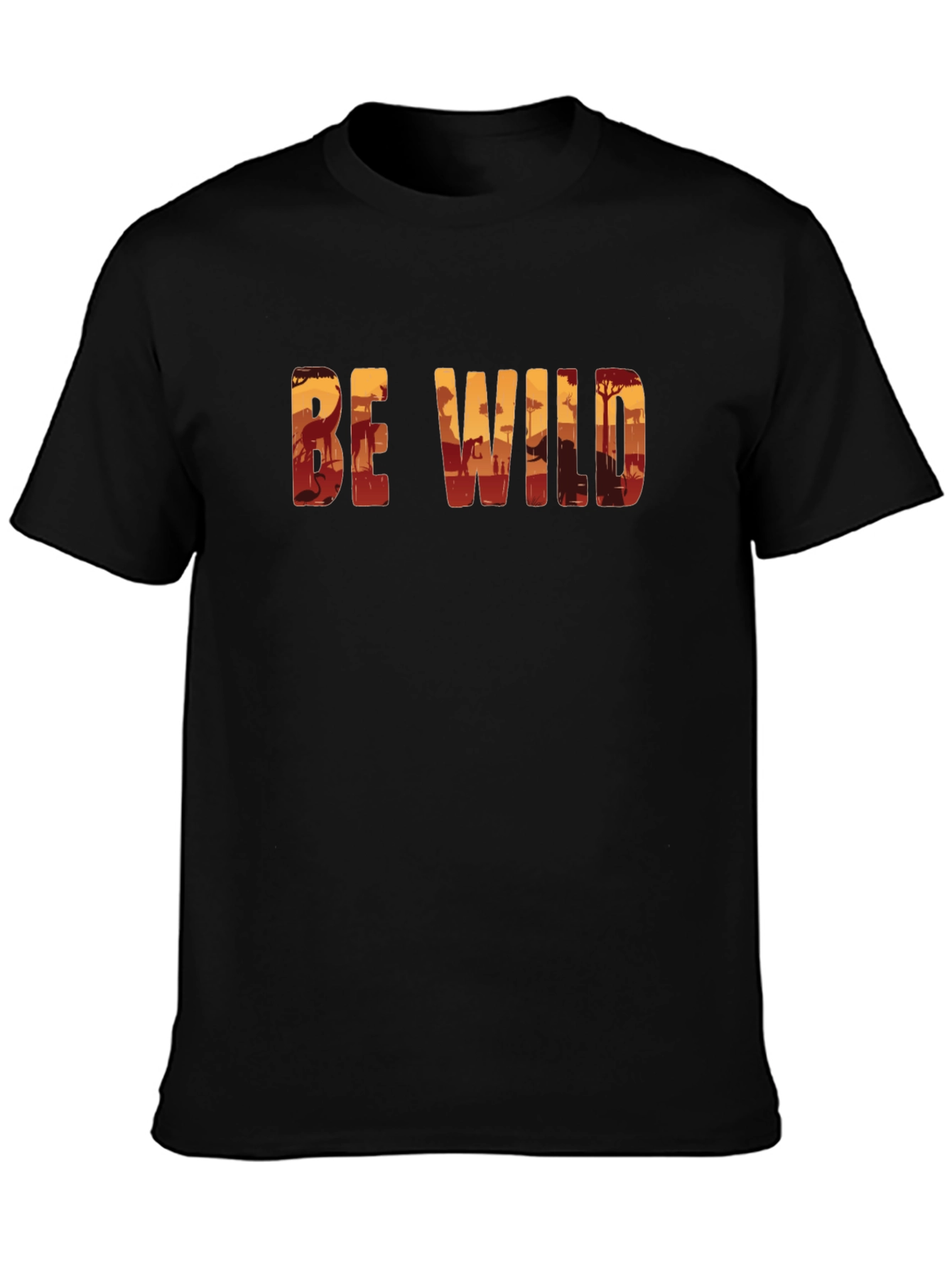 Be Wild Safari Graphic Black T-Shirt