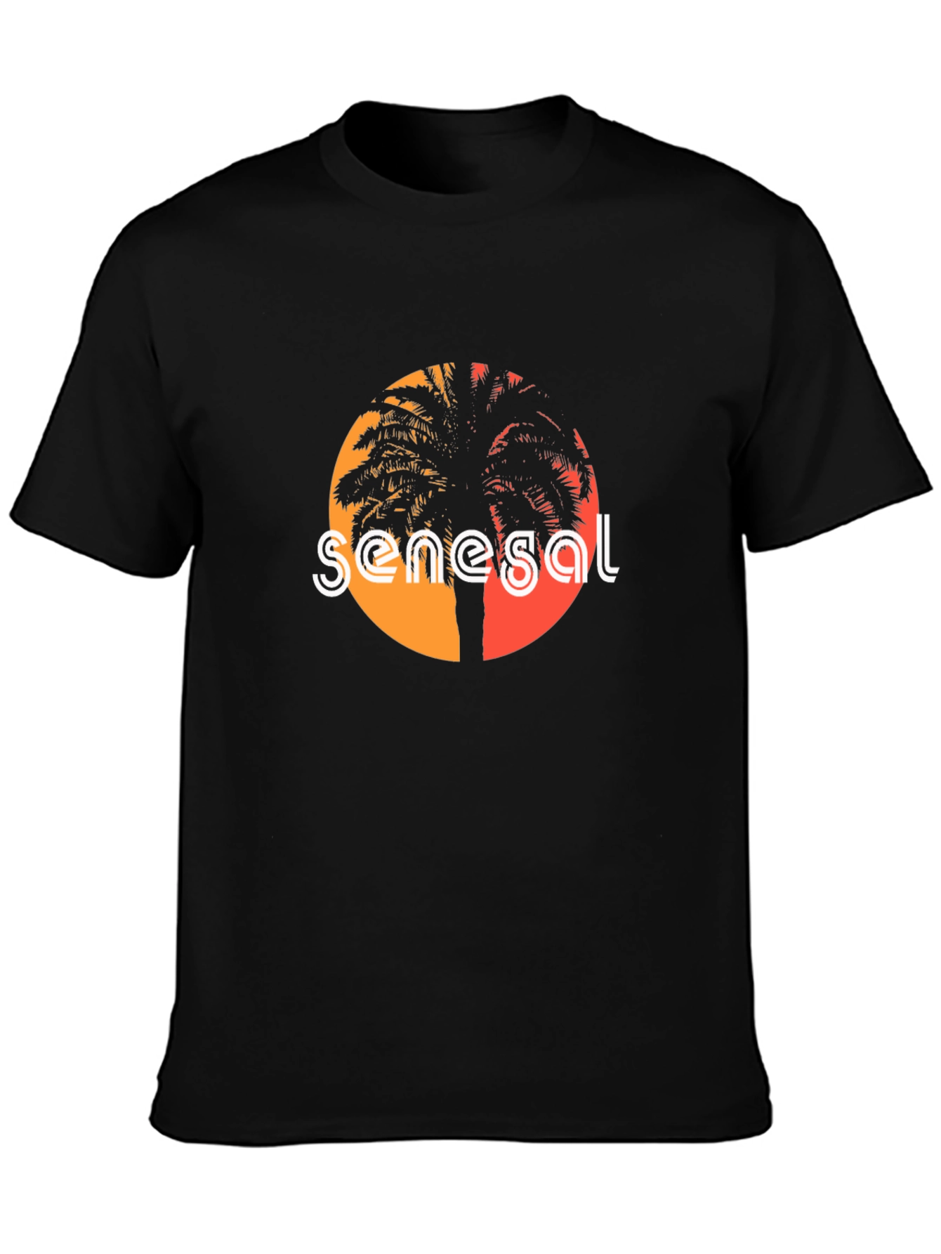 Senegal Palm Tree T-Shirt - Retro Sunset Design