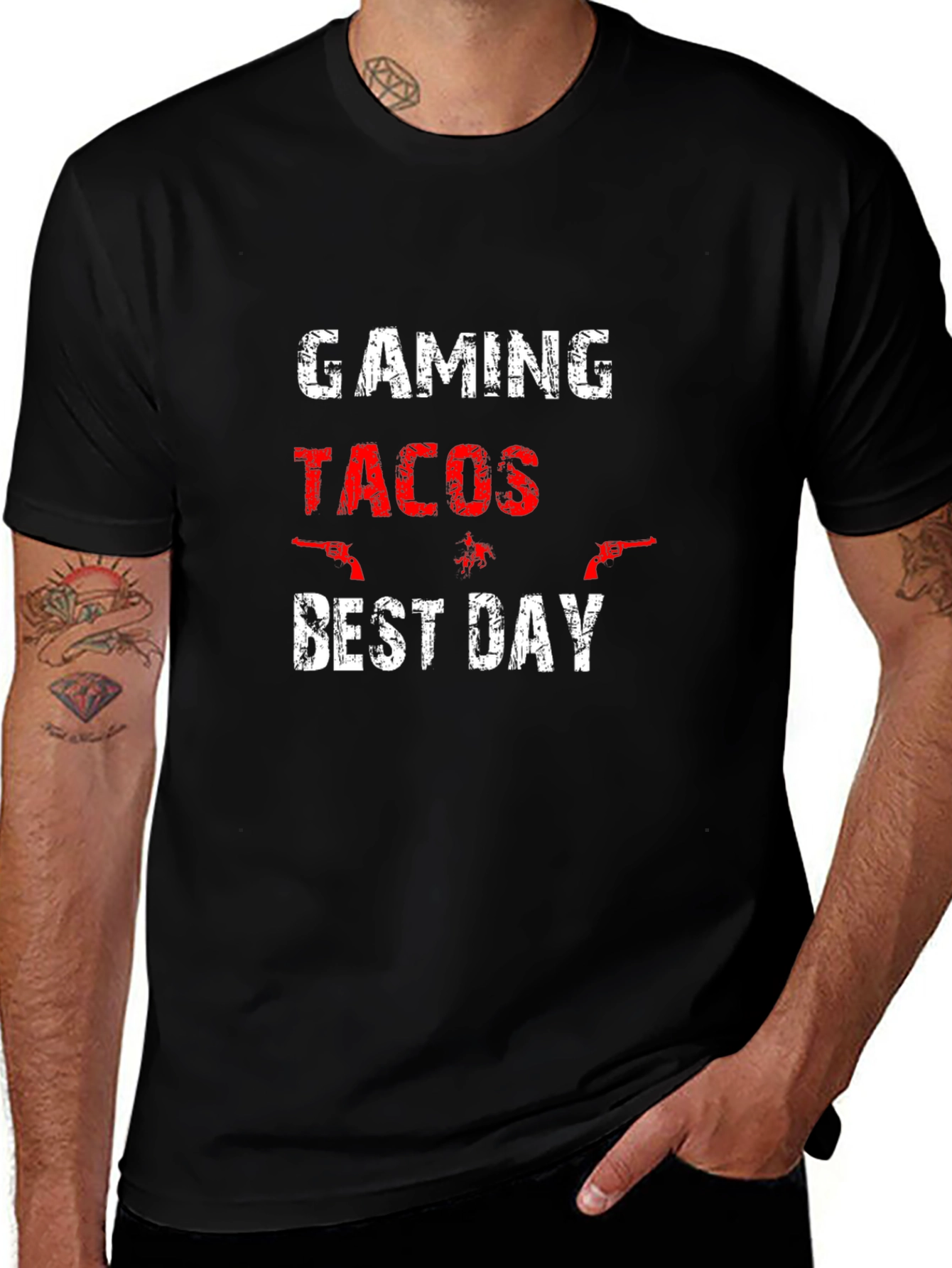 Gaming Tacos Best Day Black T-Shirt