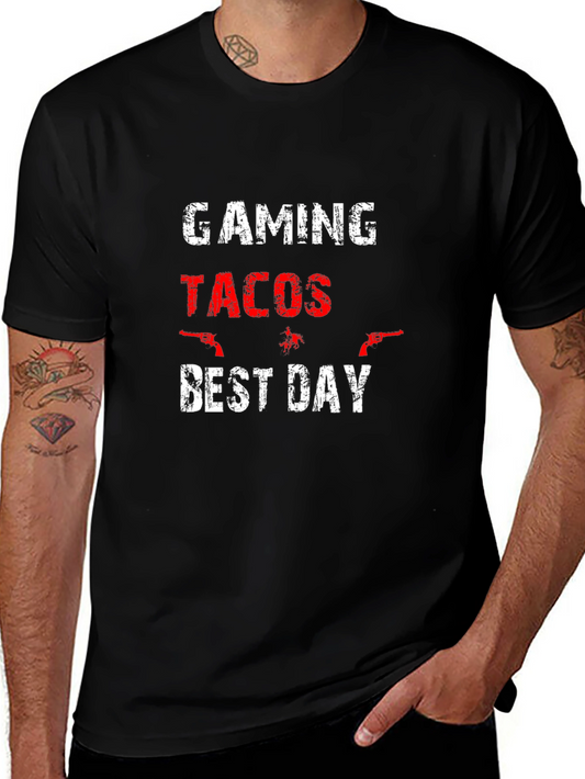 Gaming Tacos Best Day Black T-Shirt