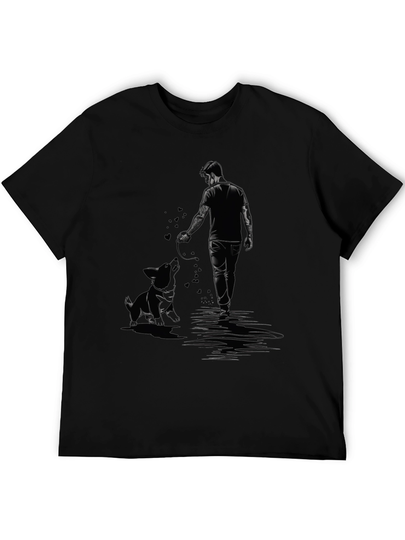Man and Dog Graphic Black T-Shirt