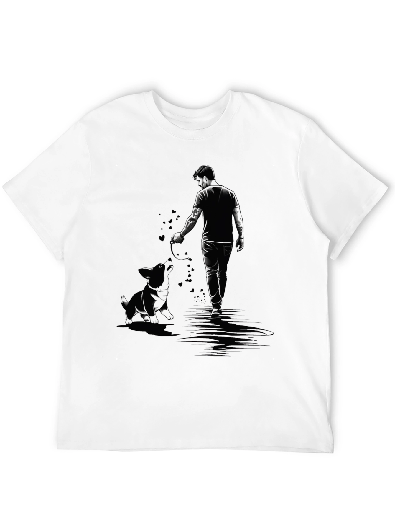 Man and Dog Graphic Black T-Shirt