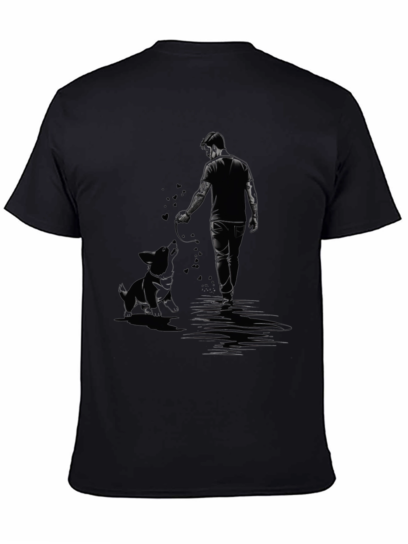 Man and Dog Graphic Black T-Shirt