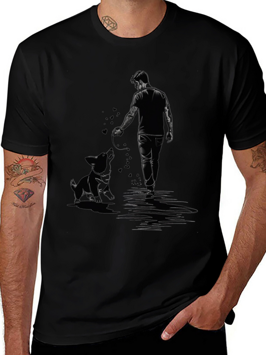 Man and Dog Graphic Black T-Shirt