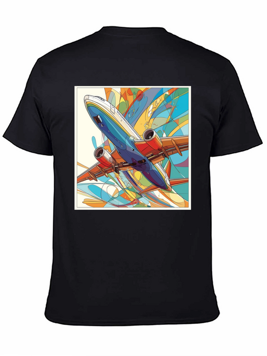 Airplane Graphic Black T-Shirt - Artistic Design