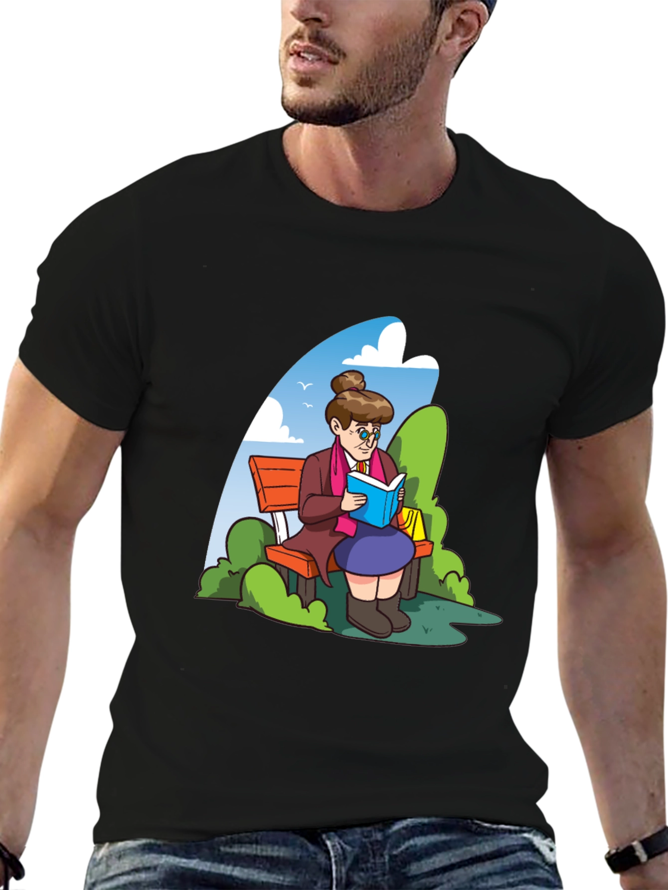 Reading Grandma Black T-Shirt