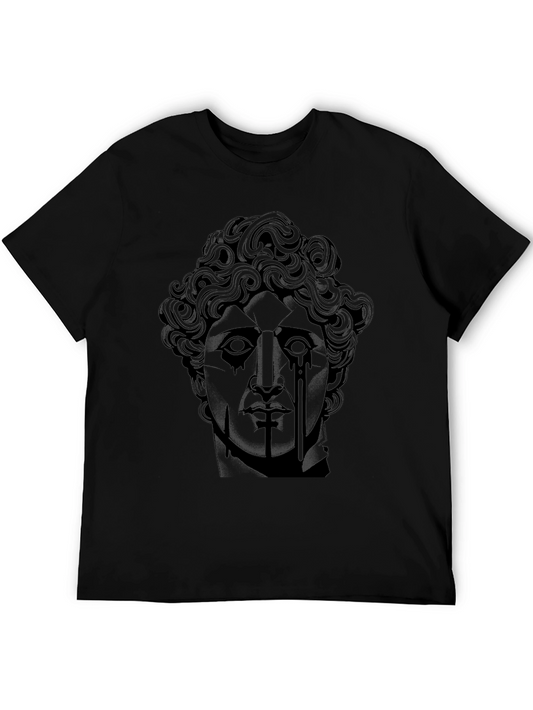 Ancient Bust Graphic Print Black T-Shirt