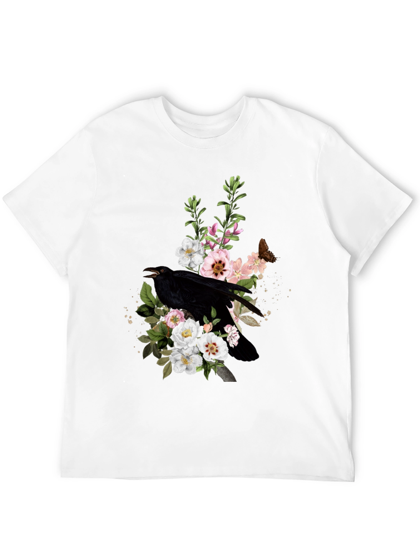 Raven & Floral Graphic T-Shirt