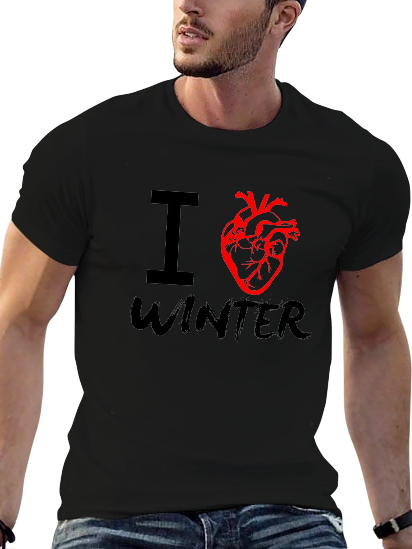 I Heart Winter Graphic Tee - Black