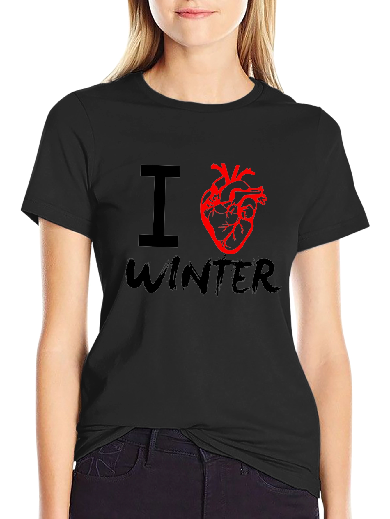 I Heart Winter Graphic Tee - Black