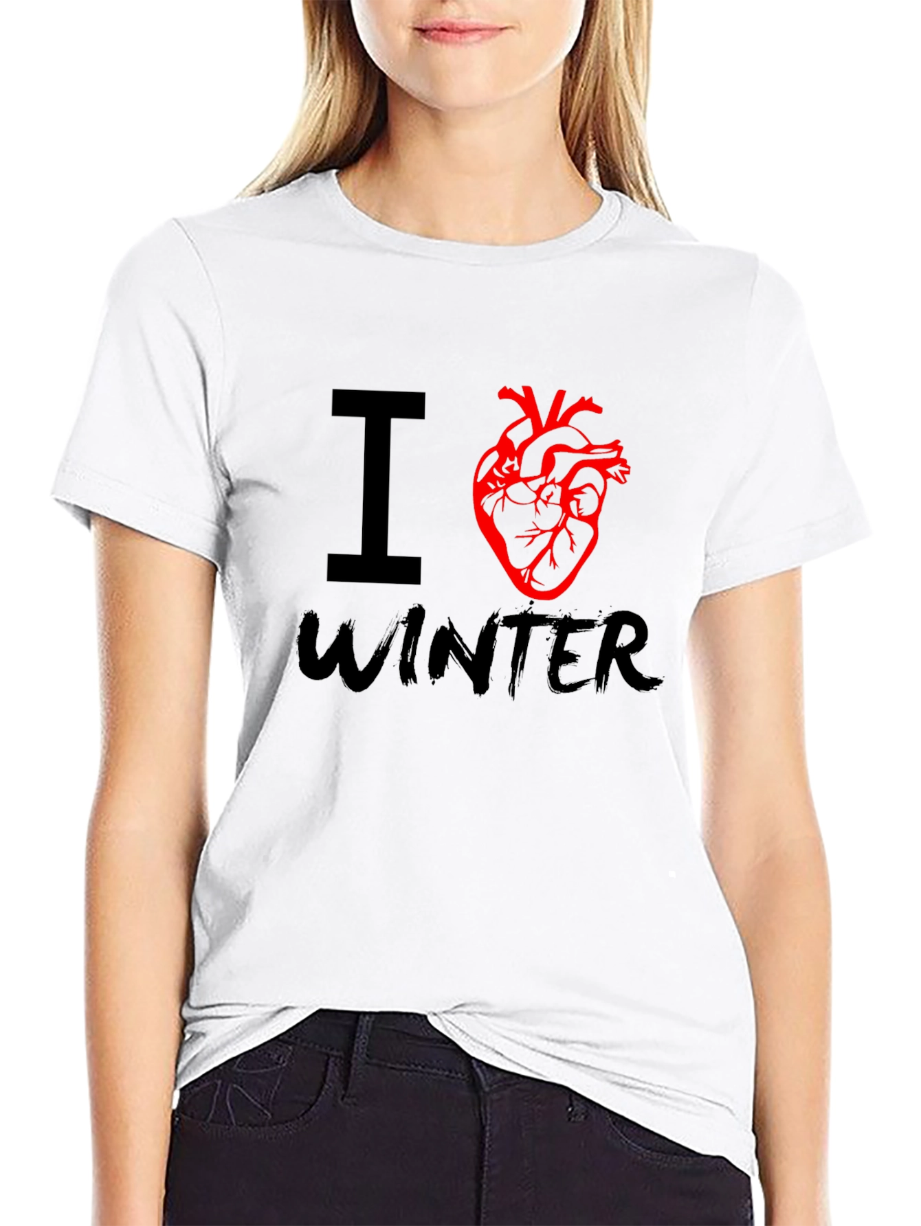 I Heart Winter Graphic Tee - Black