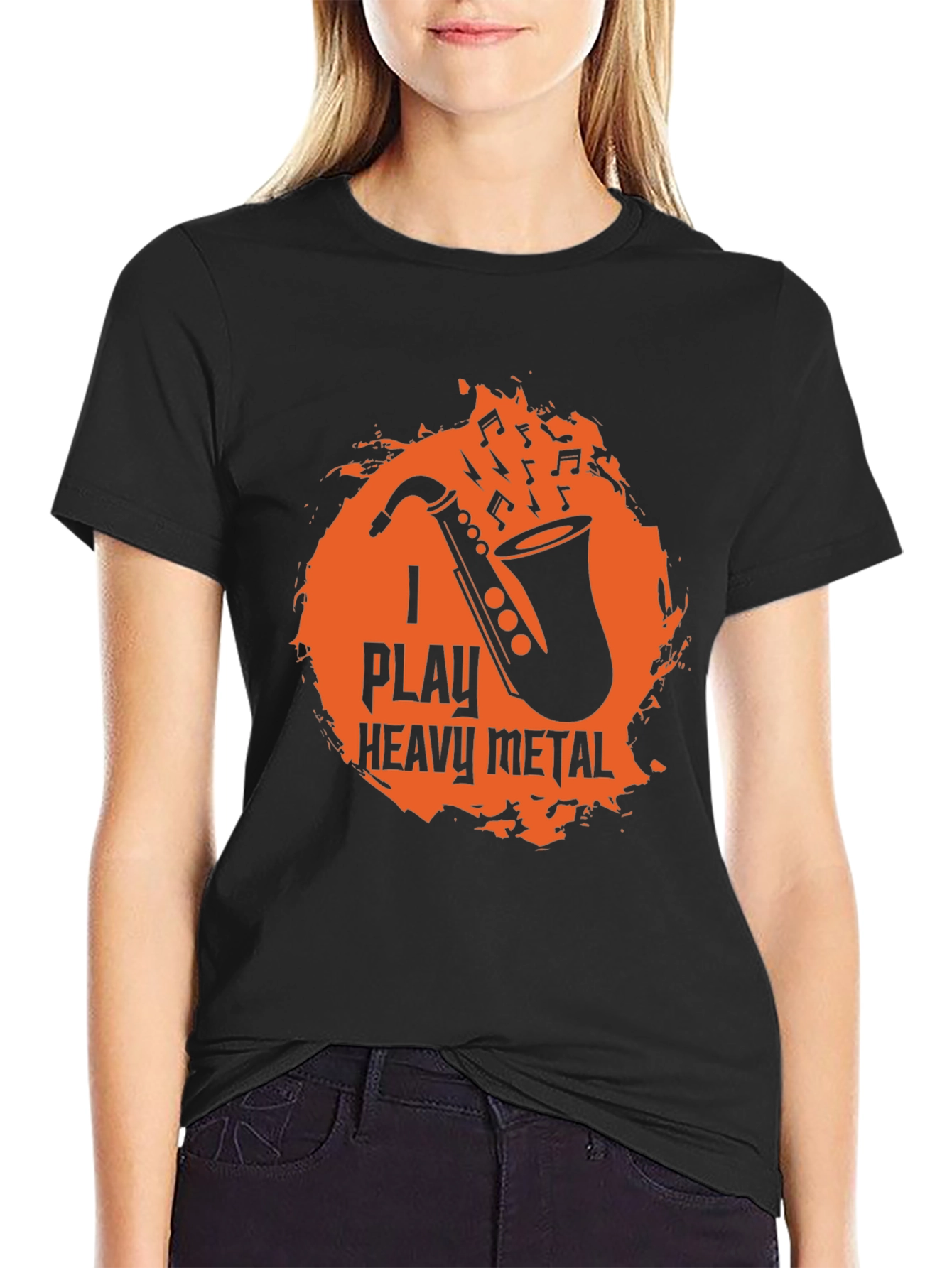 I Play Heavy Metal Saxophone Black Graphic T-Shirt