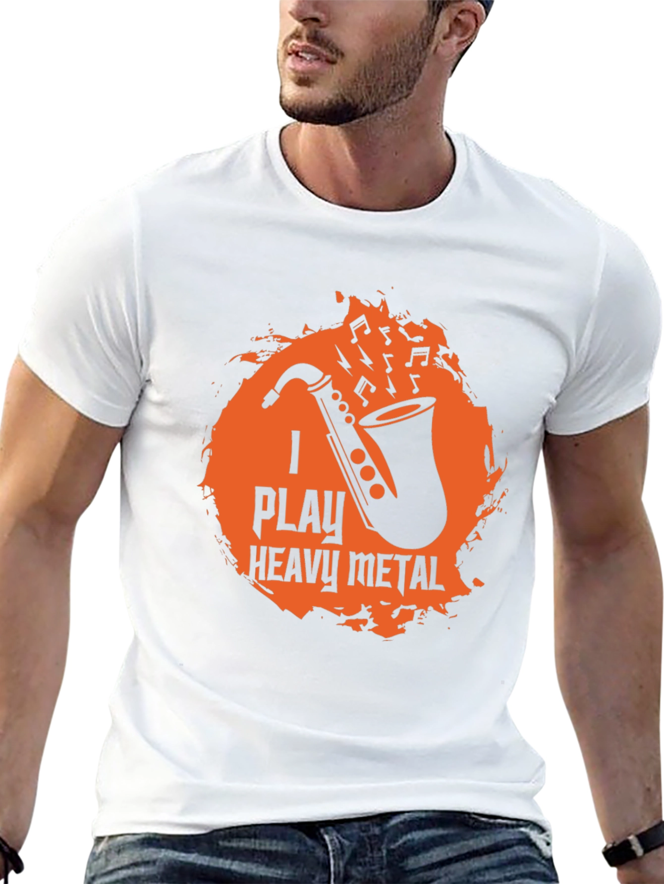I Play Heavy Metal Saxophone Black Graphic T-Shirt