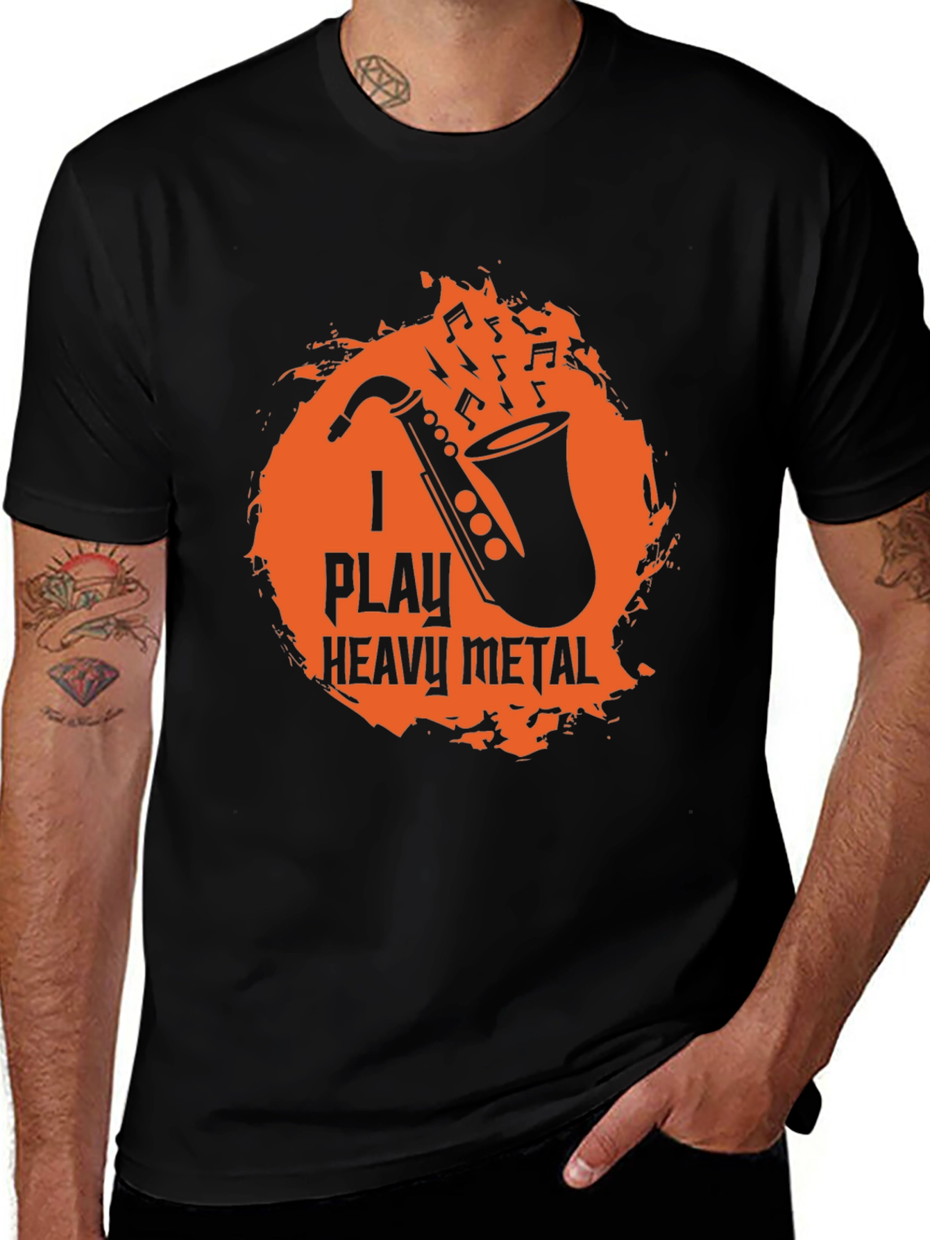 I Play Heavy Metal Saxophone Black Graphic T-Shirt