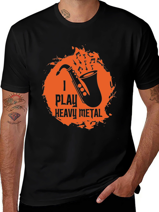 I Play Heavy Metal Saxophone Black Graphic T-Shirt