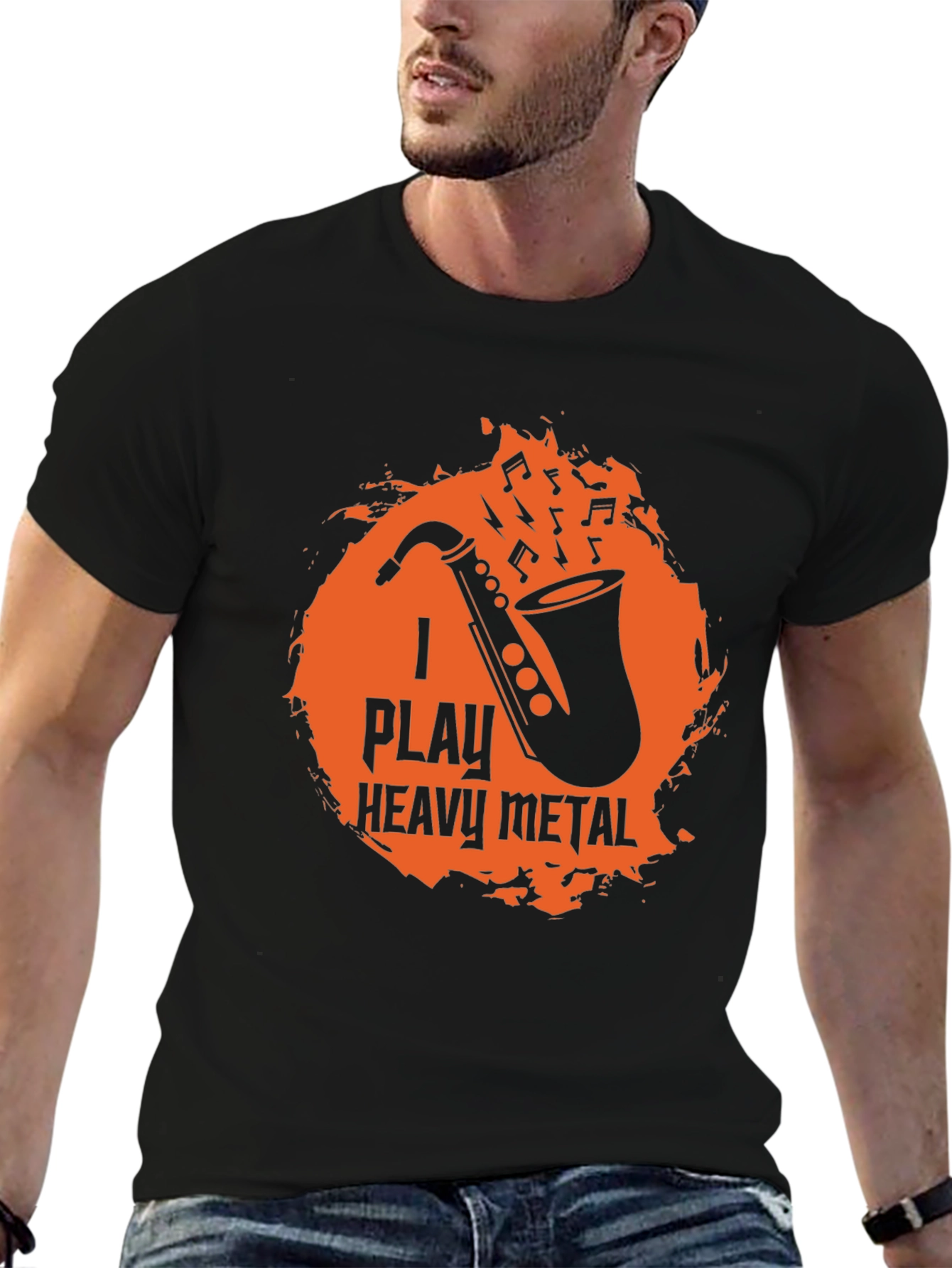 I Play Heavy Metal Saxophone Black Graphic T-Shirt