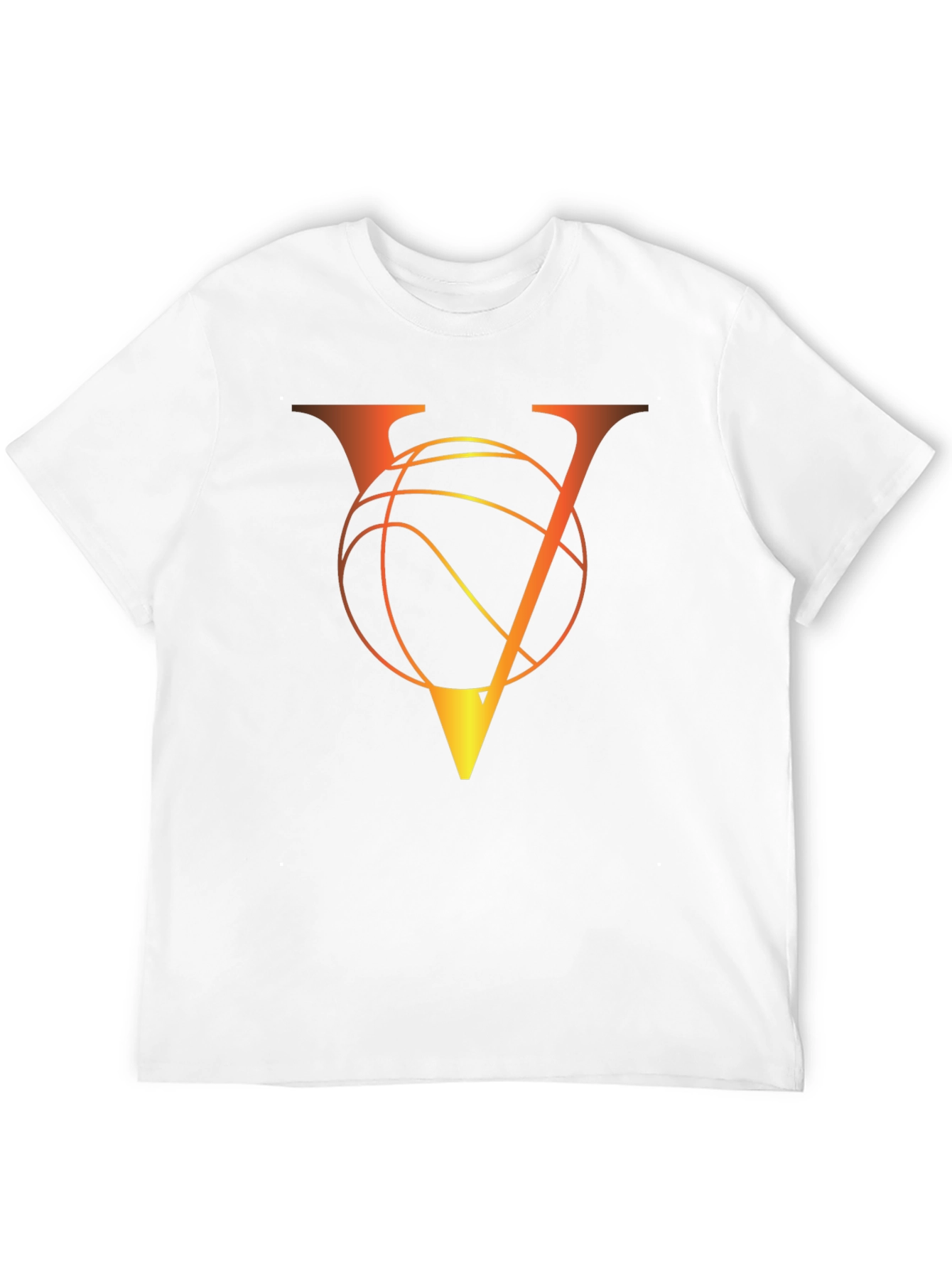 Basketball V Letter Graphic Black T-Shirt