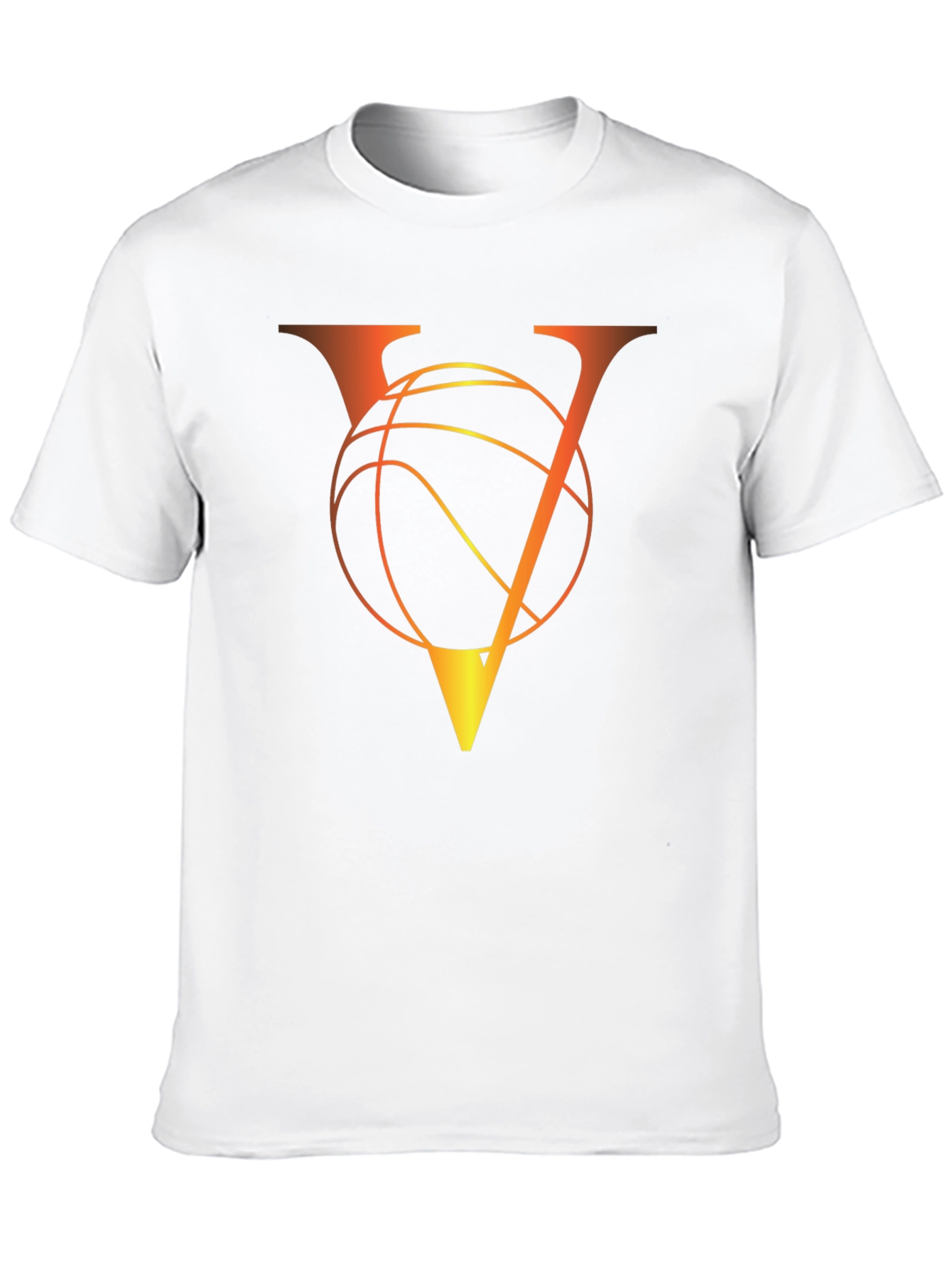 Basketball V Letter Graphic Black T-Shirt