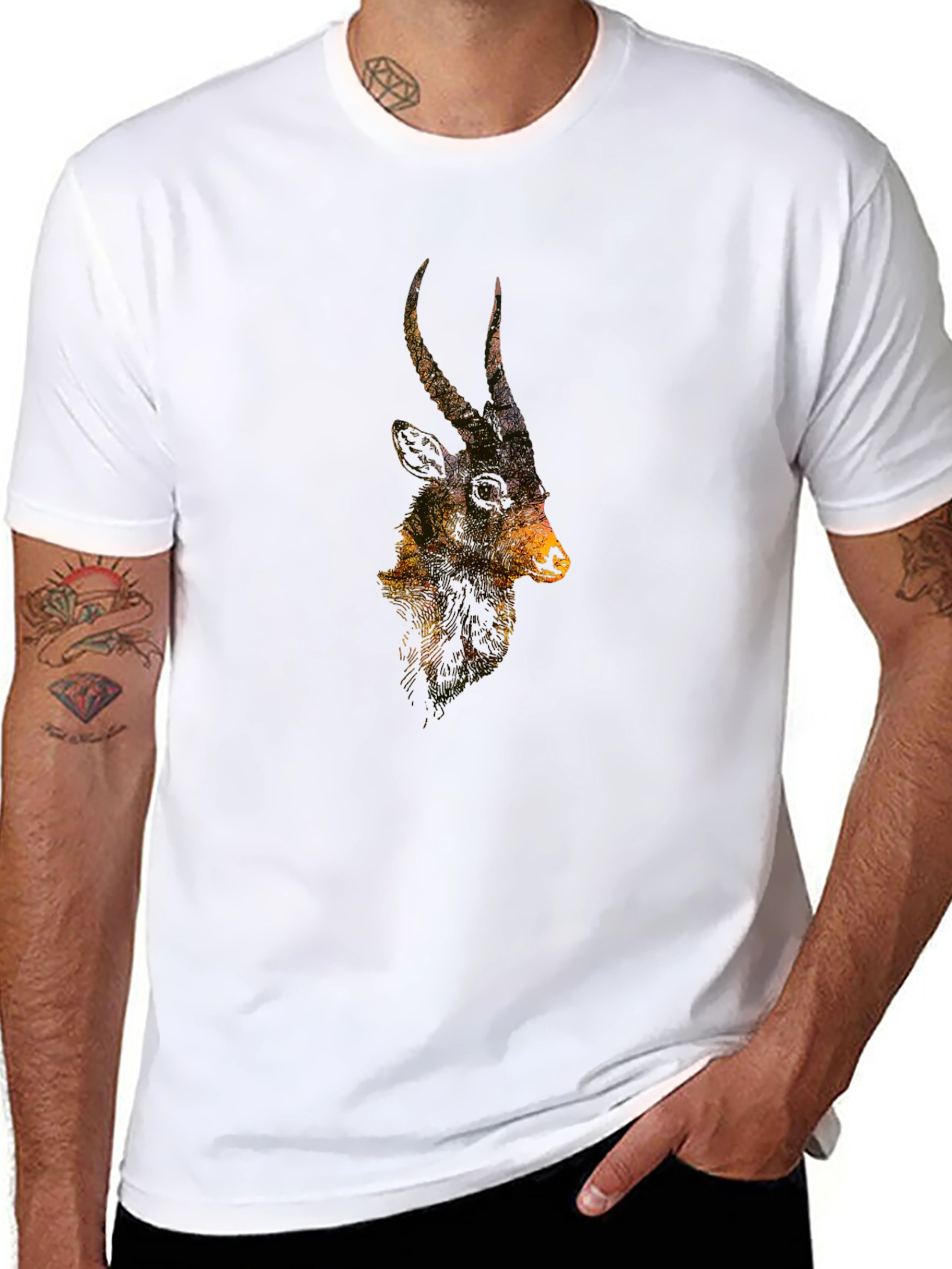 Antelope Silhouette Graphic Tee - Nature Inspired T-Shirt
