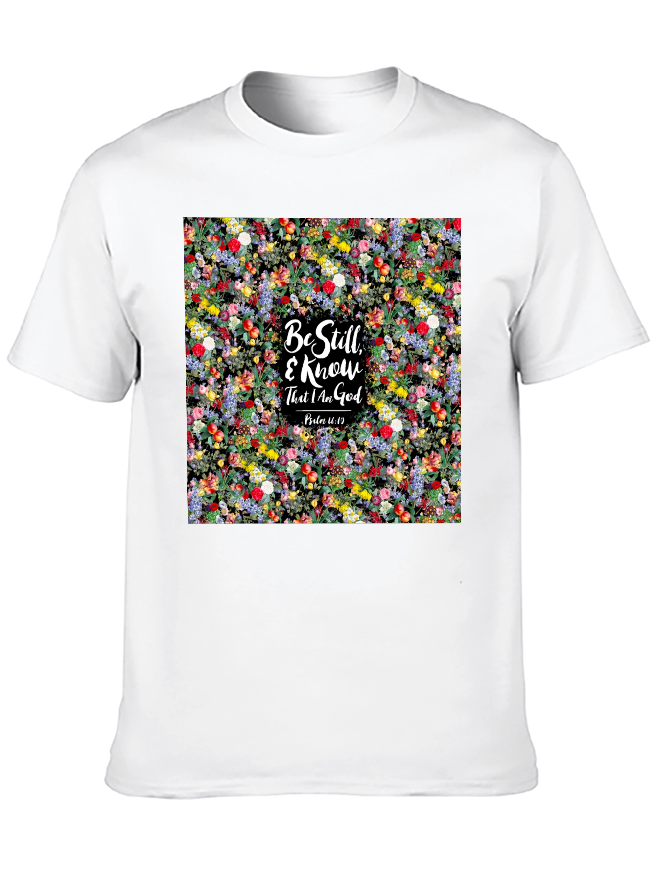 Floral Be Still & Know God Black T-Shirt