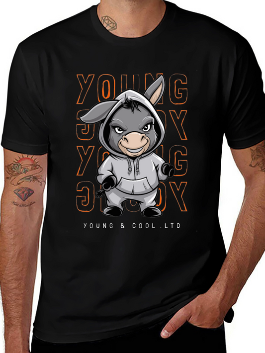 Young & Cool Donkey Cartoon Graphic Tee