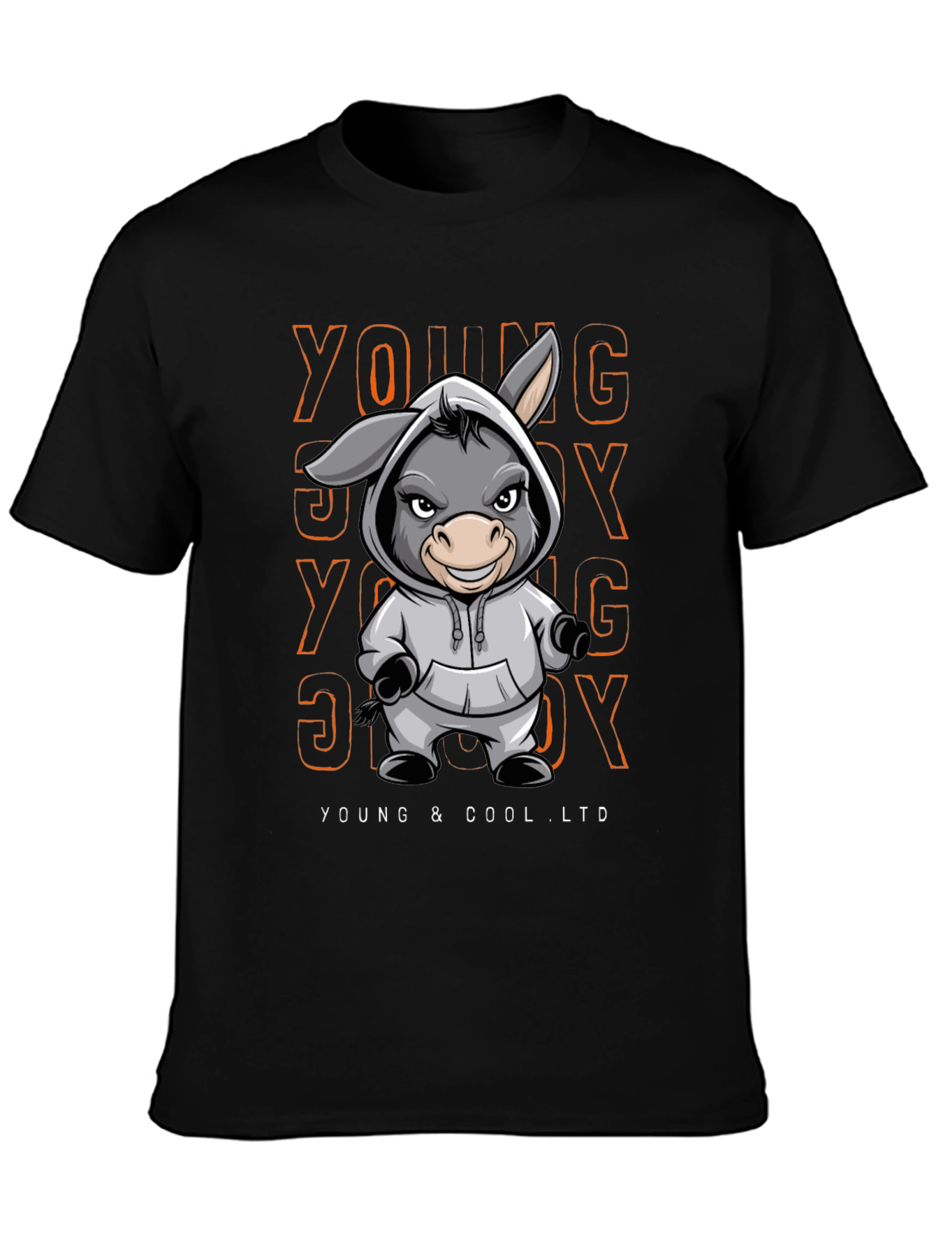 Young & Cool Donkey Cartoon Graphic Tee
