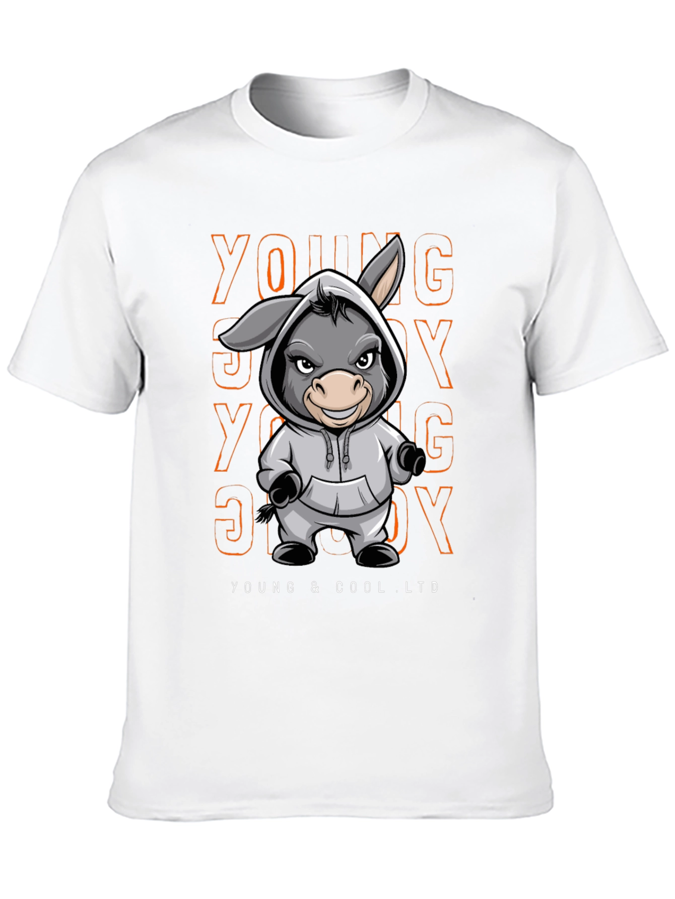 Young & Cool Donkey Cartoon Graphic Tee