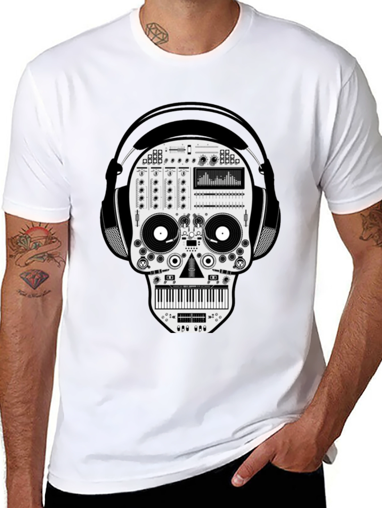 DJ Skull Graphic T-Shirt - Unique Music Lover Tee
