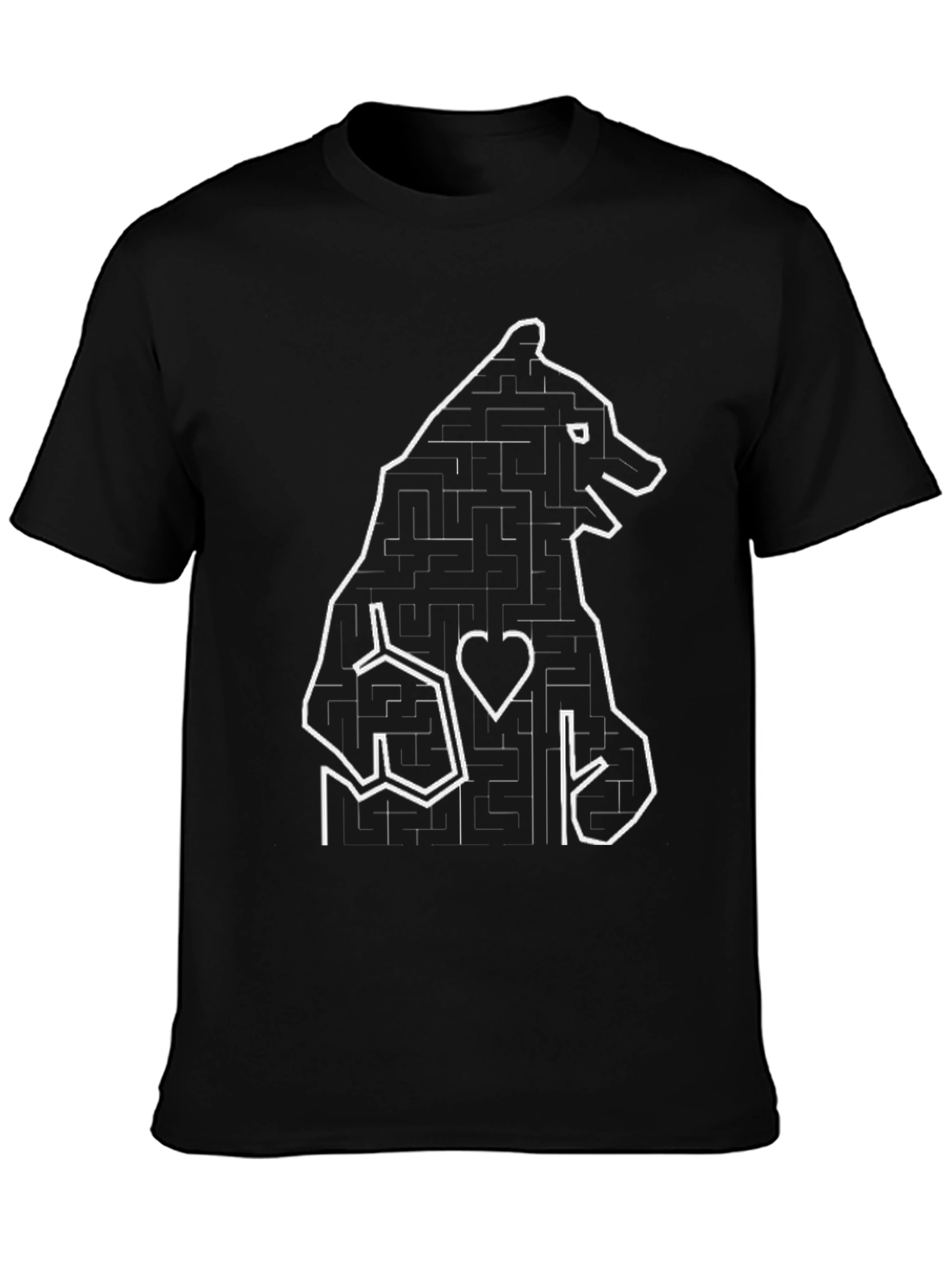 Bear Maze Graphic T-Shirt - Black