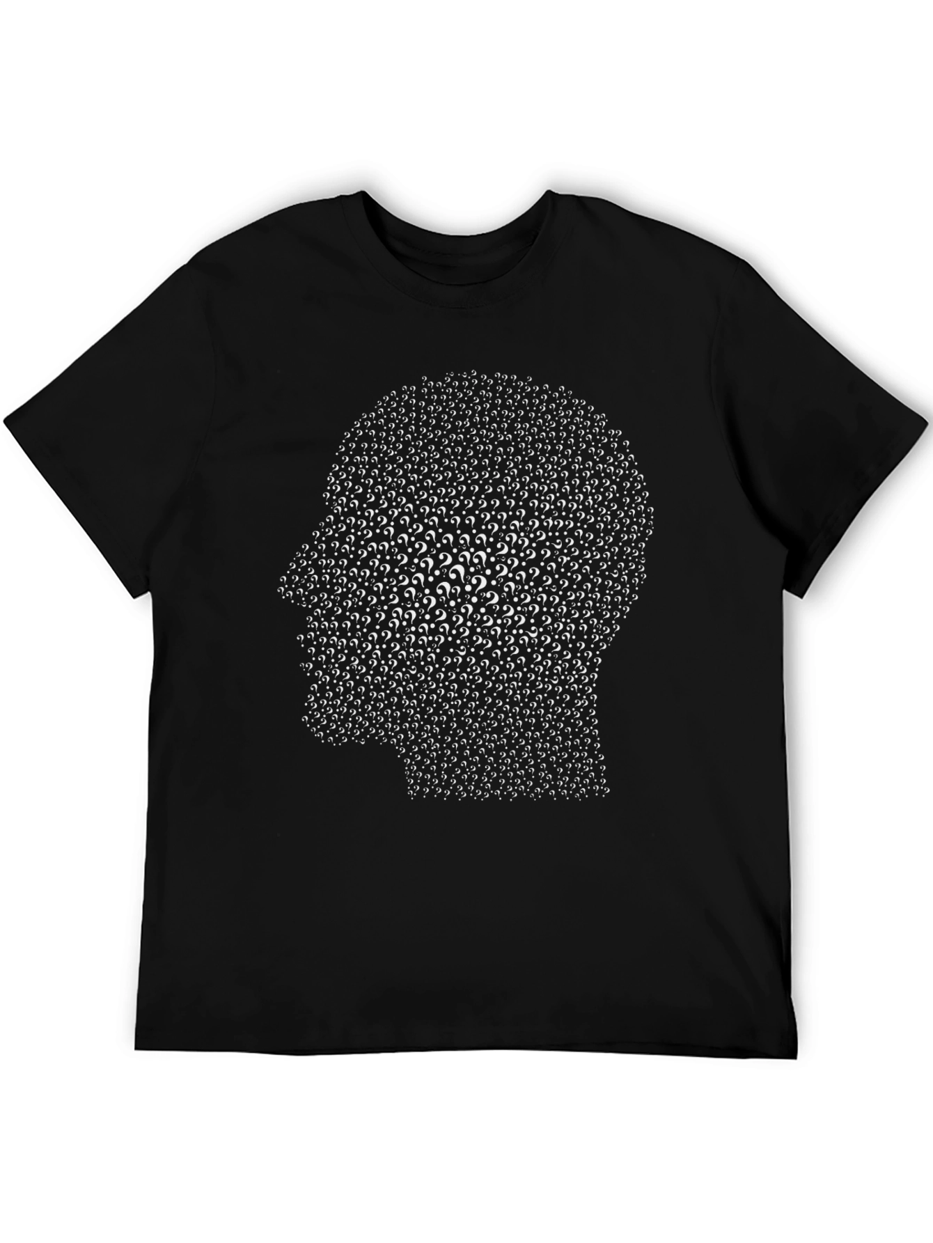 Question Mark Head Graphic Tee - Black Cotton