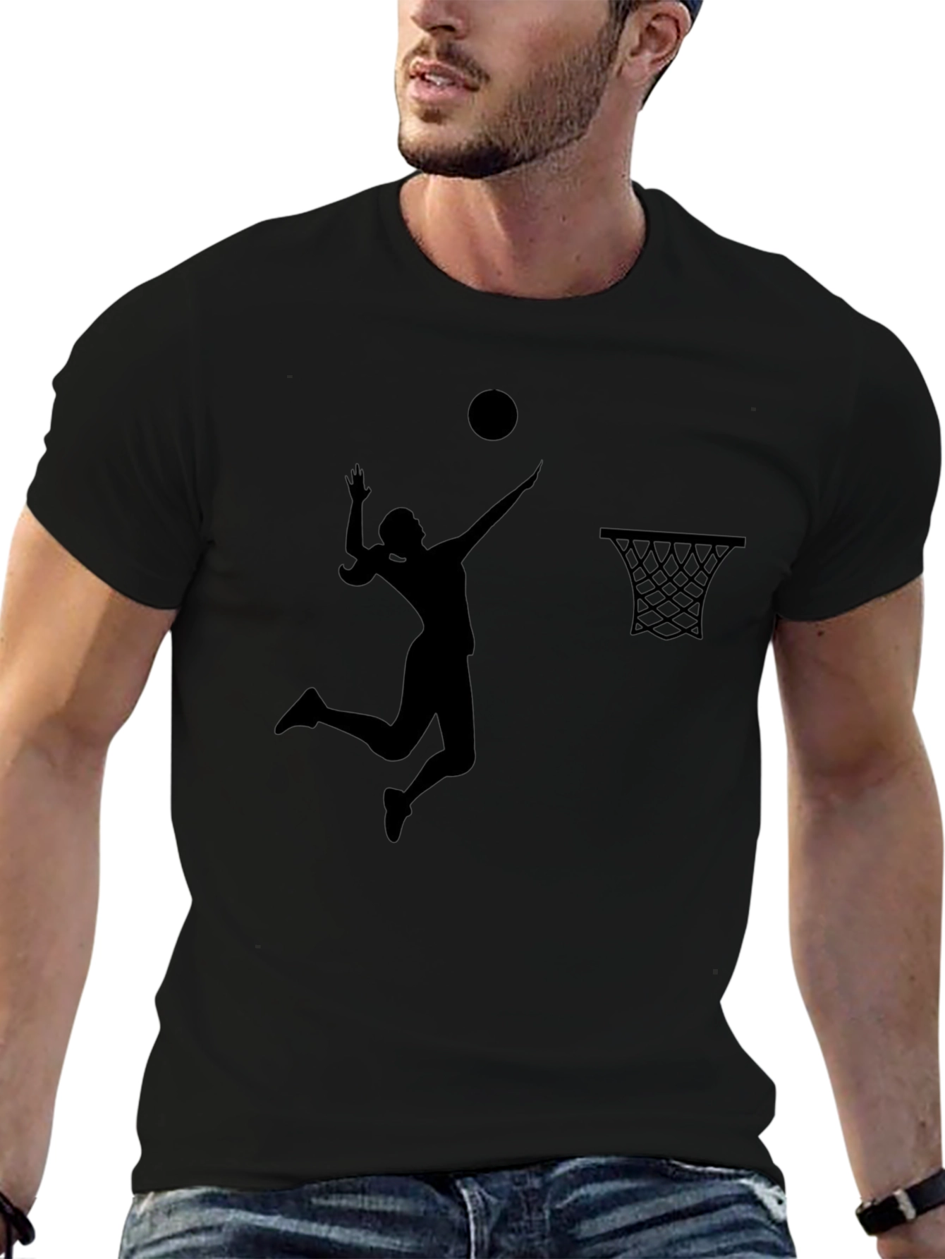Basketball Silhouette Graphic Black T-Shirt