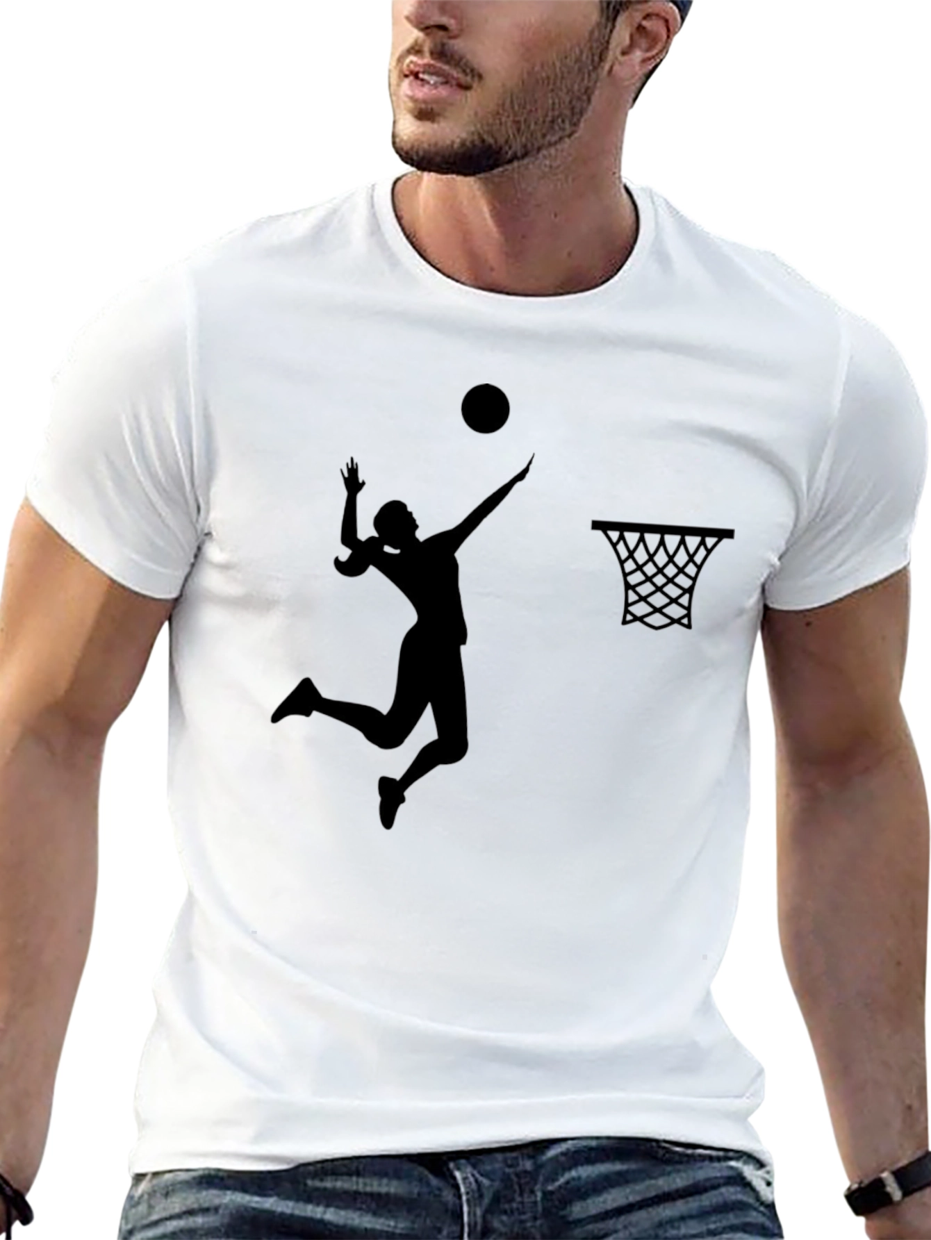 Basketball Silhouette Graphic Black T-Shirt