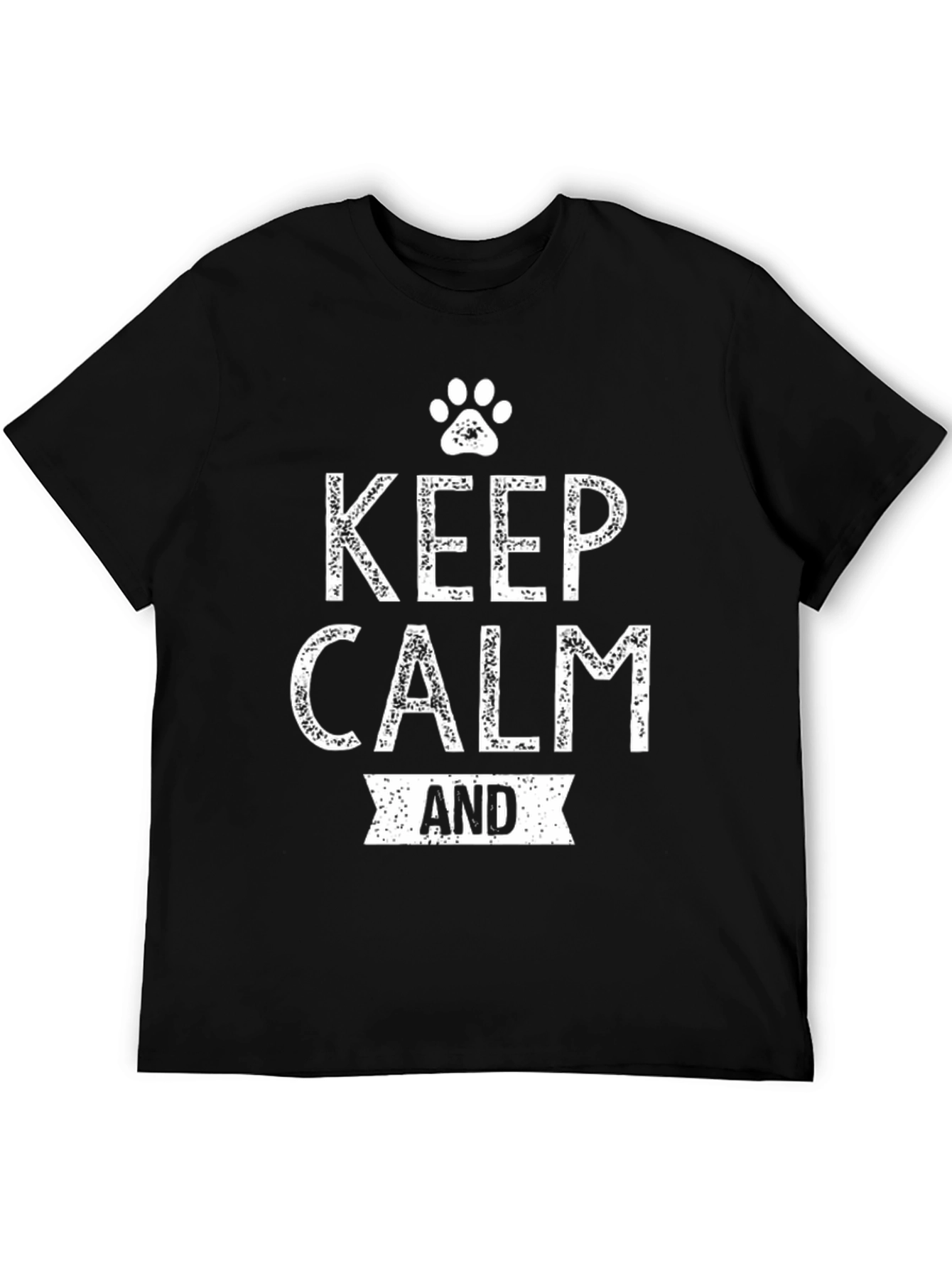 Keep Calm and Paw On Black T-Shirt