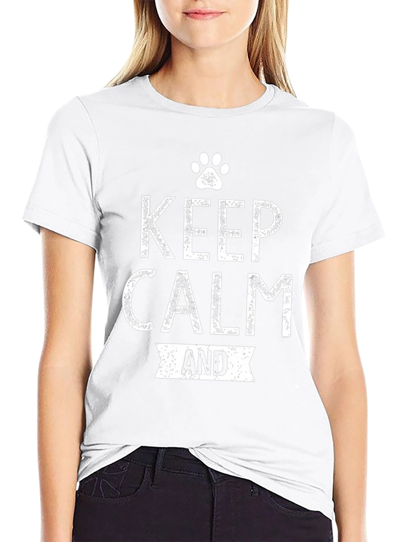 Keep Calm and Paw On Black T-Shirt