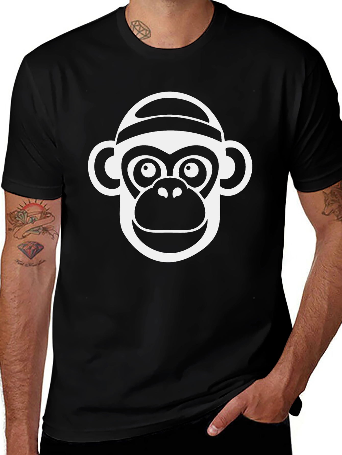 Funky Monkey Graphic Tee - Black Cotton T-Shirt